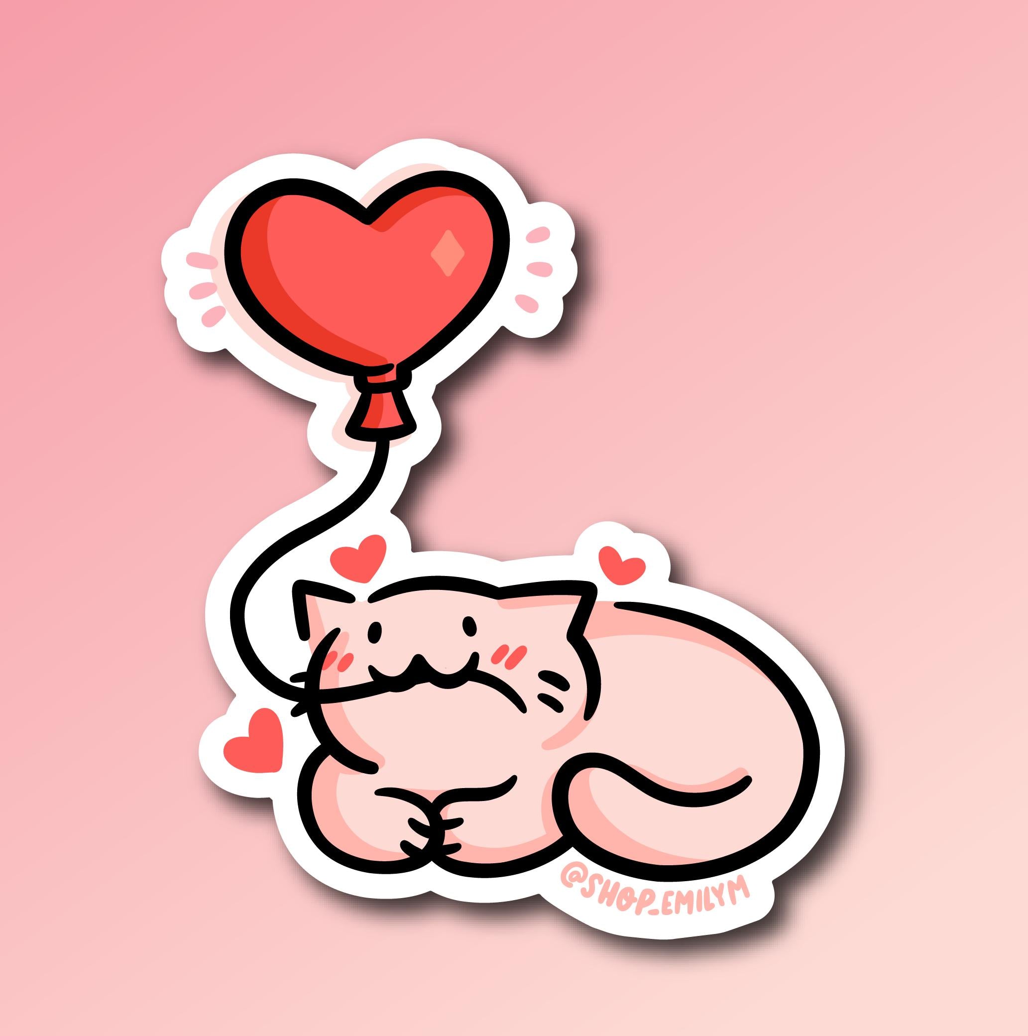 Heart Balloon Cat Sticker