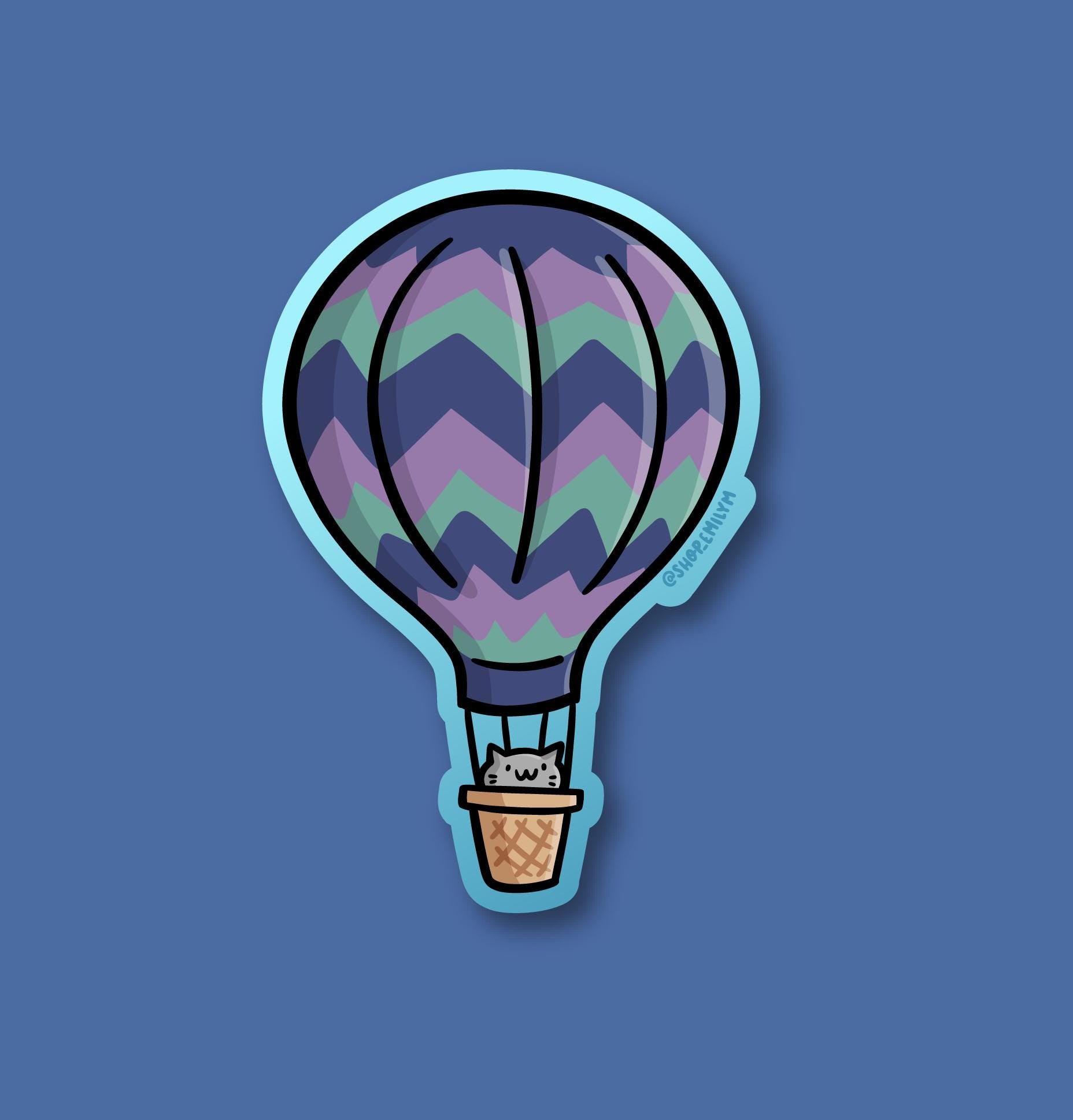 Hot Air Balloon Cat Sticker