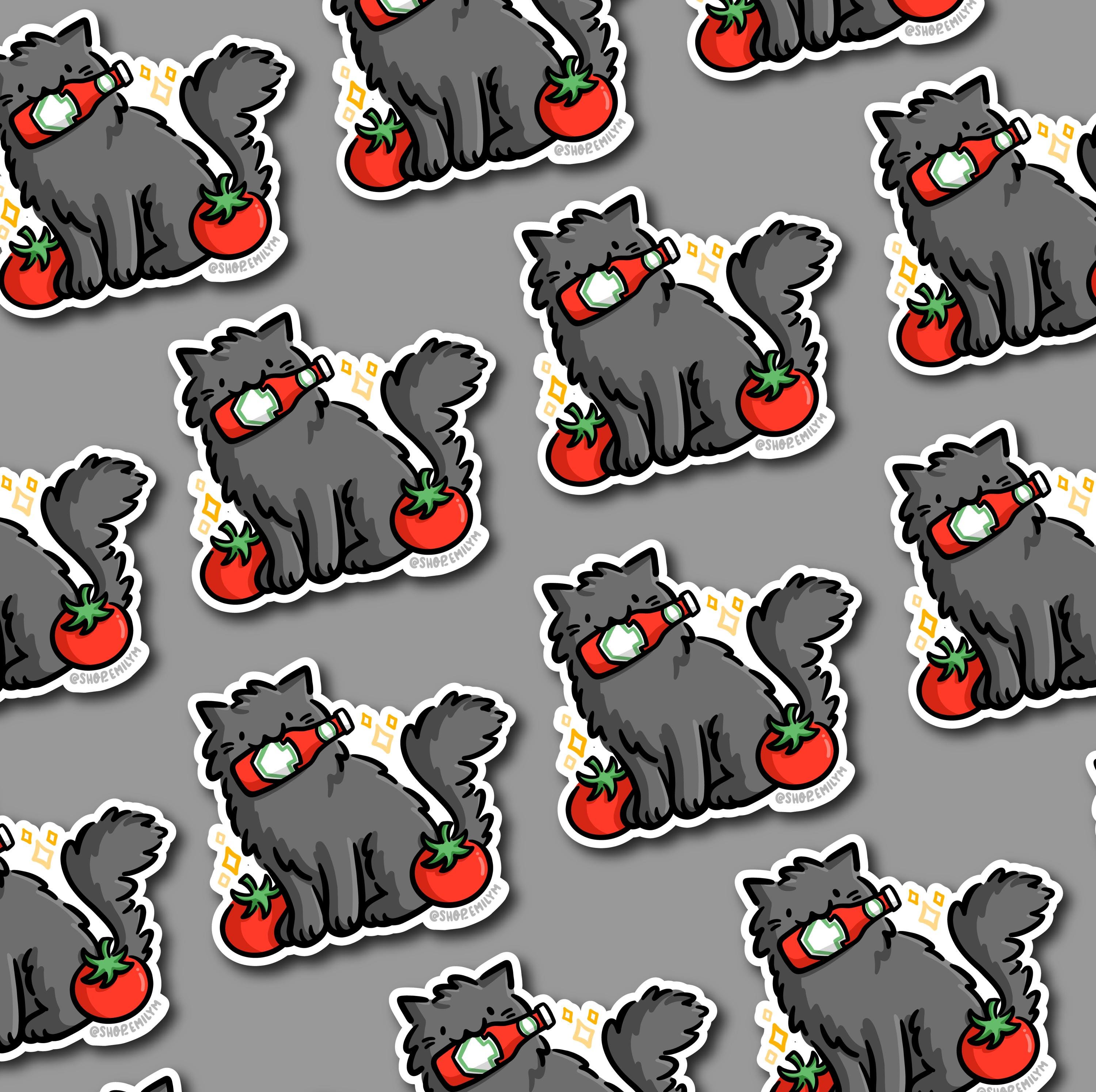 Ketchup Cat Magnet (Black Cat)