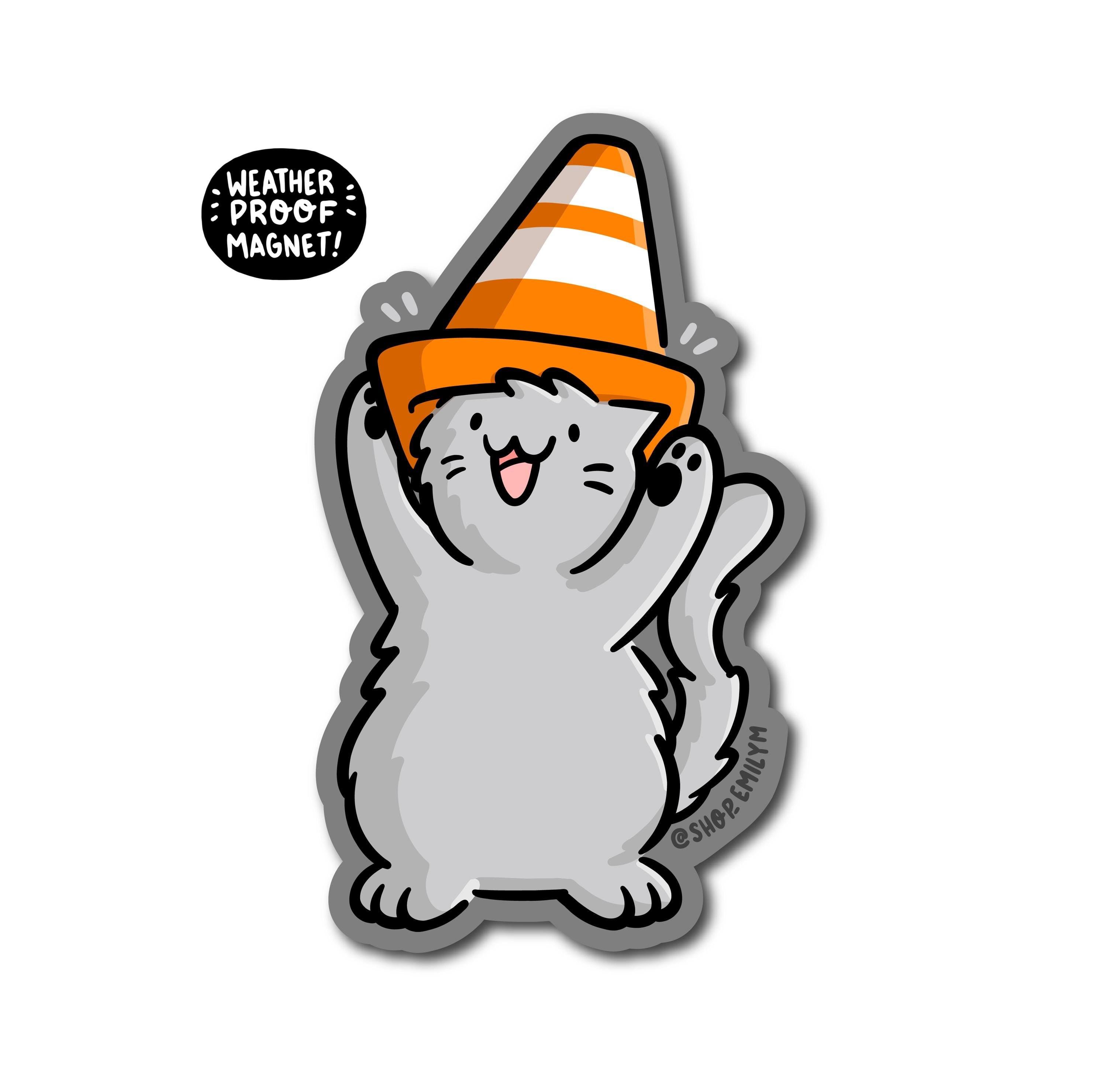 Traffic Cone Cat Magnet