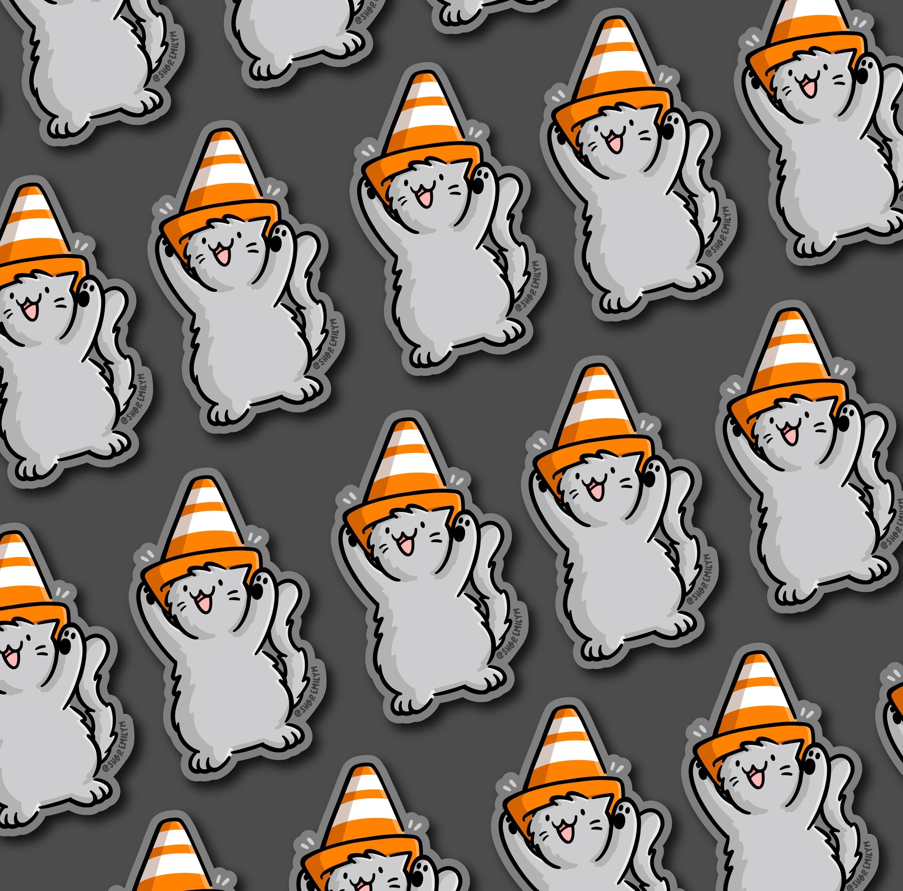 Traffic Cone Cat Magnet
