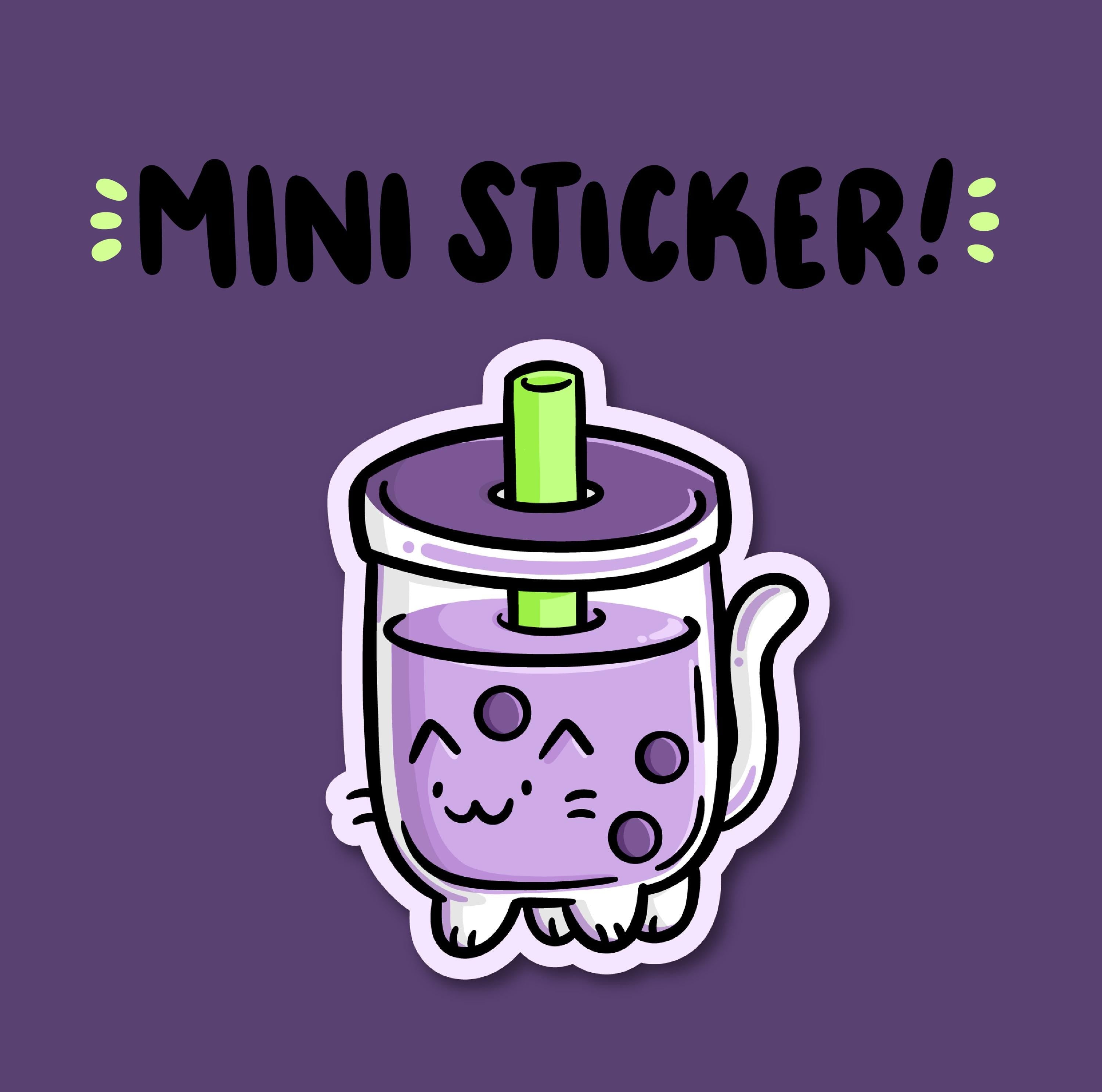 Taro Bubble Tea Cat Mini Sticker
