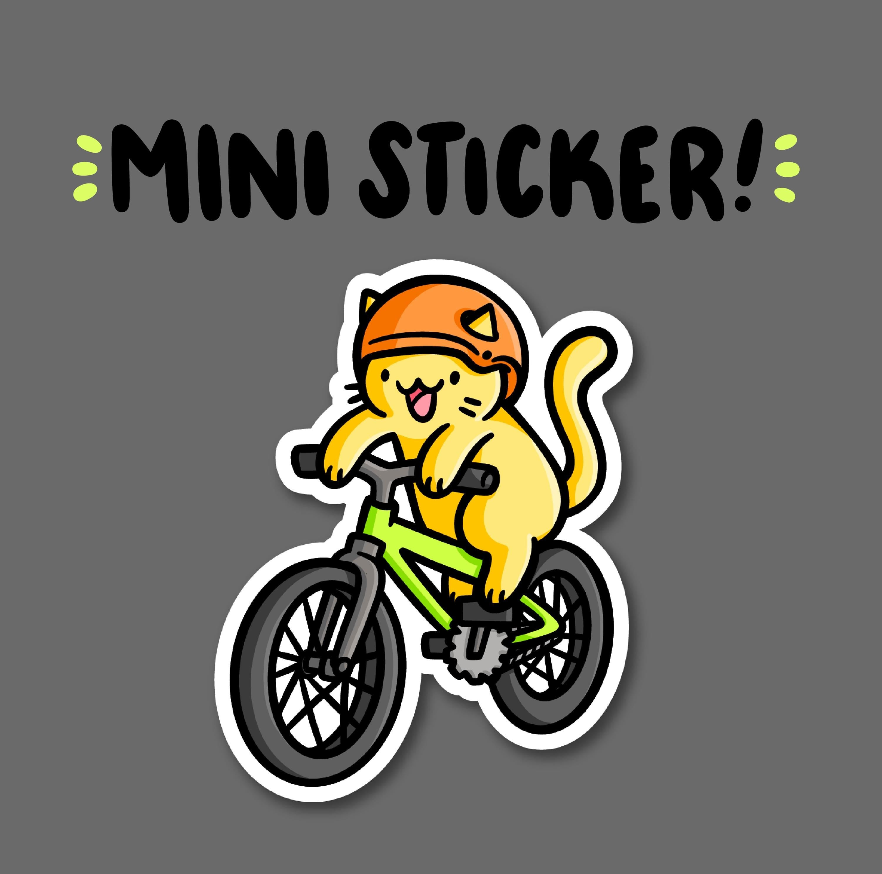 Biking Cat Mini Sticker