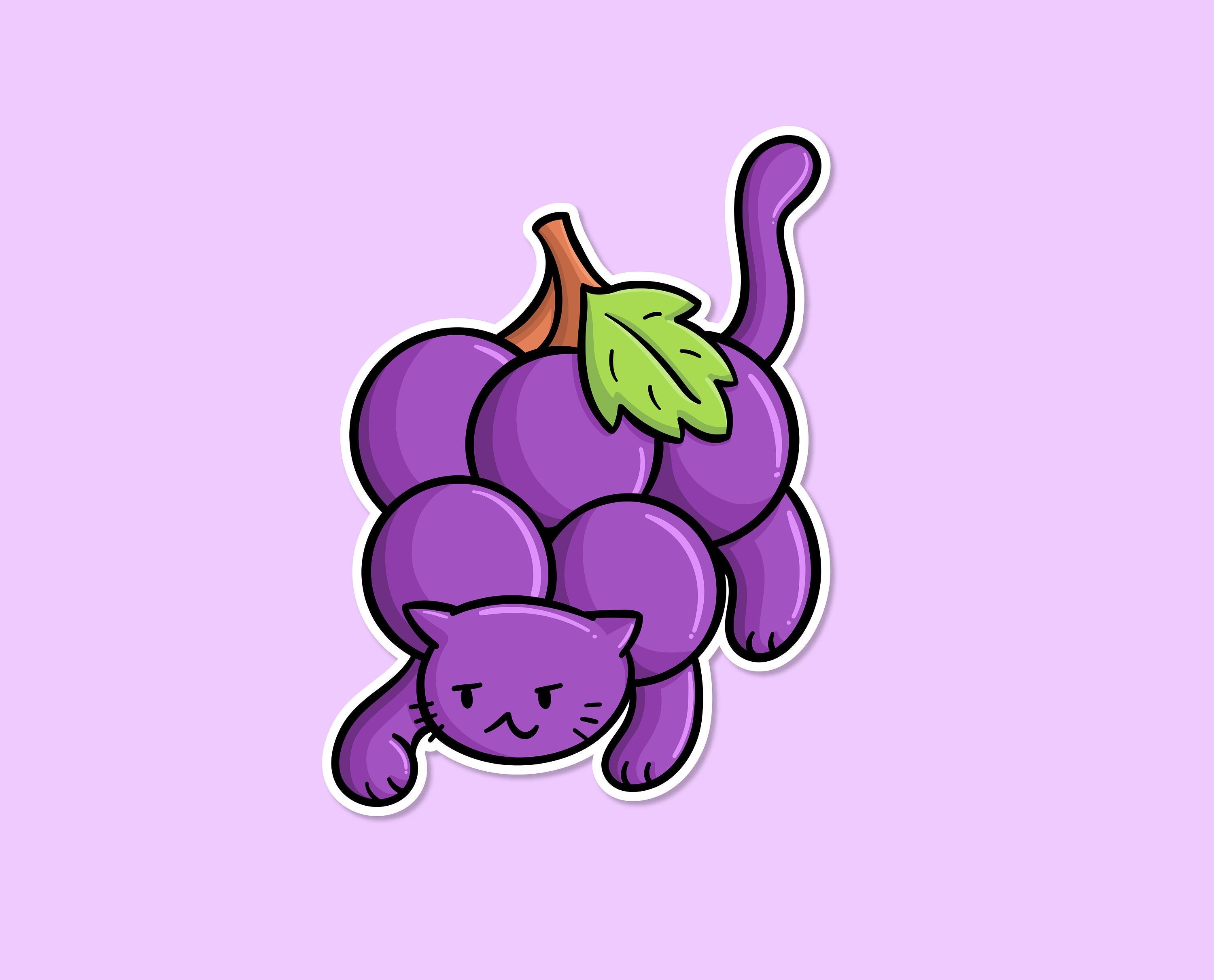 Grapes Cat Sticker