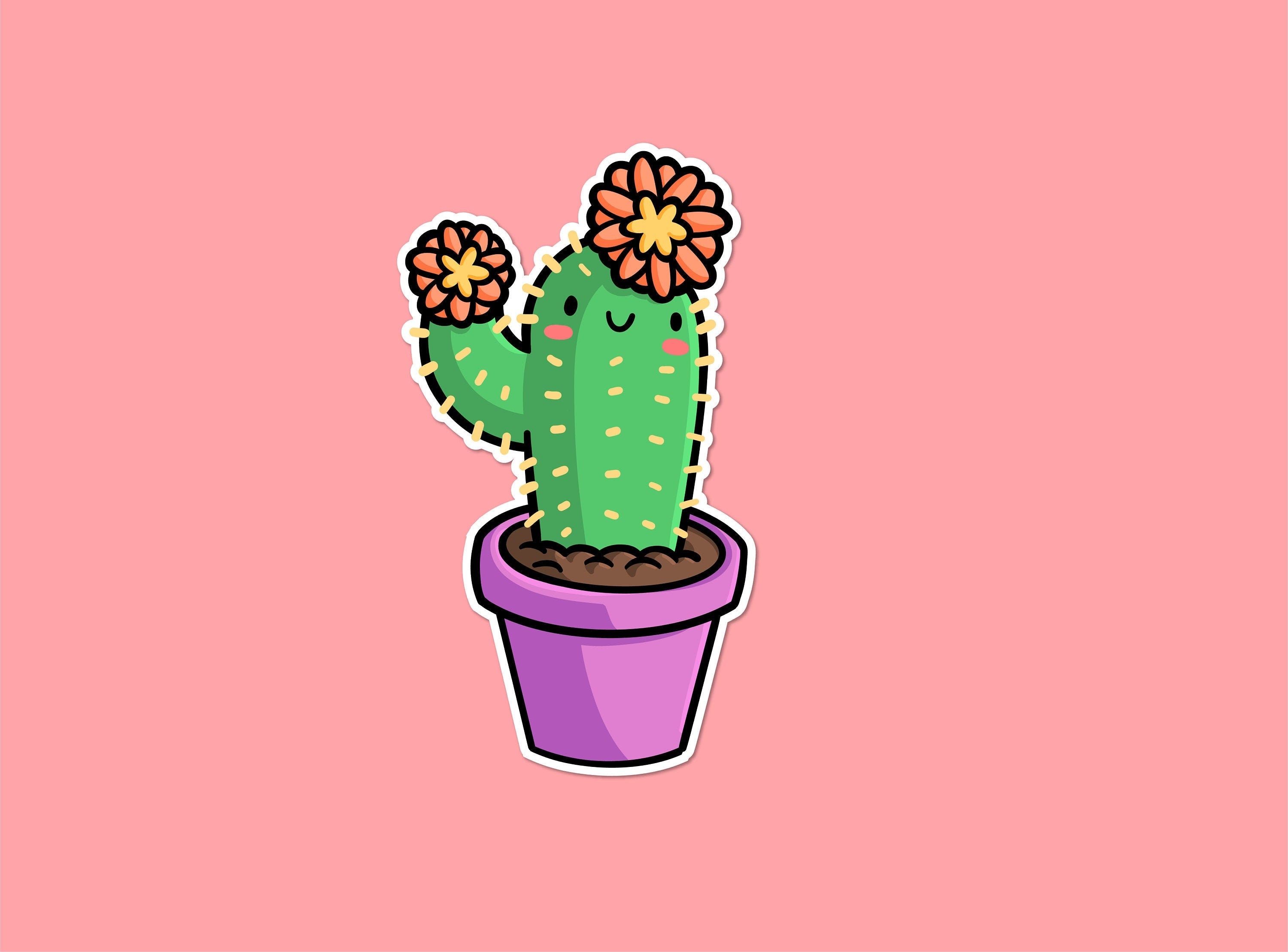 Flowering Cactus Sticker