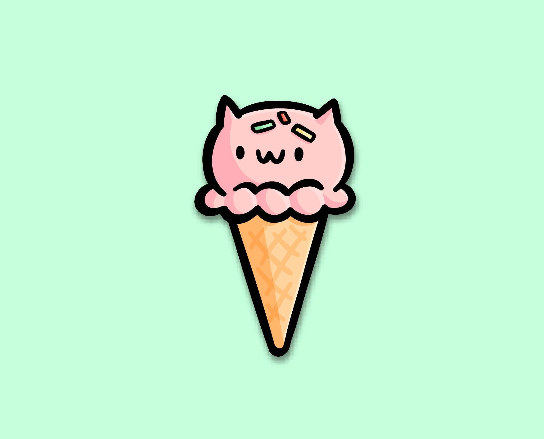 Ice Cream Cone Cat Sticker