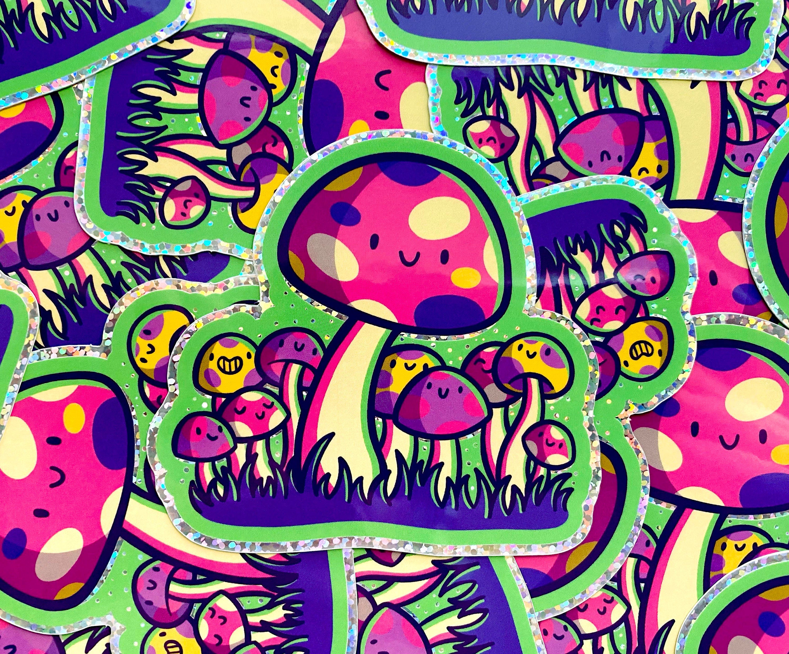 Mushrooms Glitter Sticker