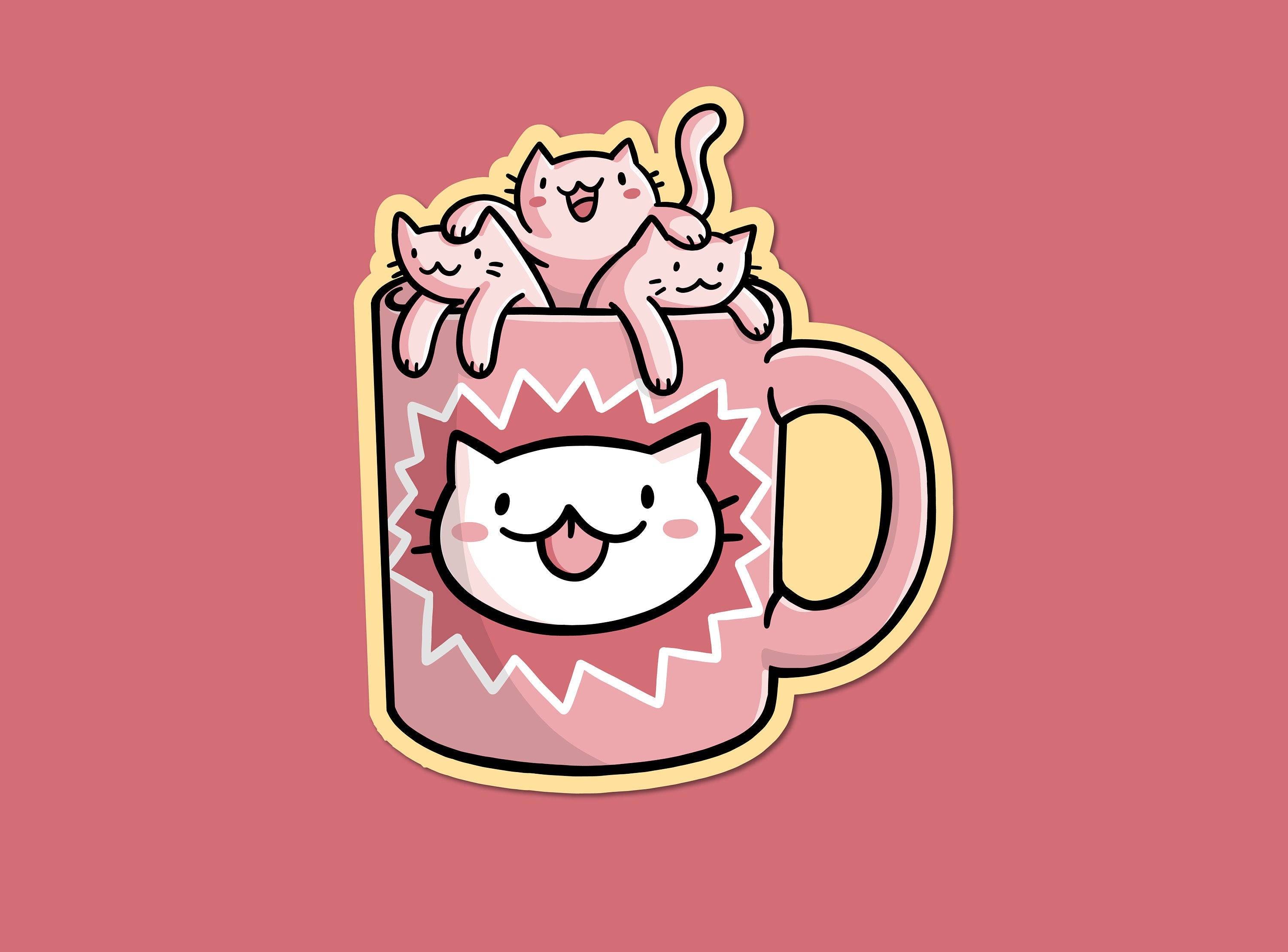 Coffee Mug Cats Sticker
