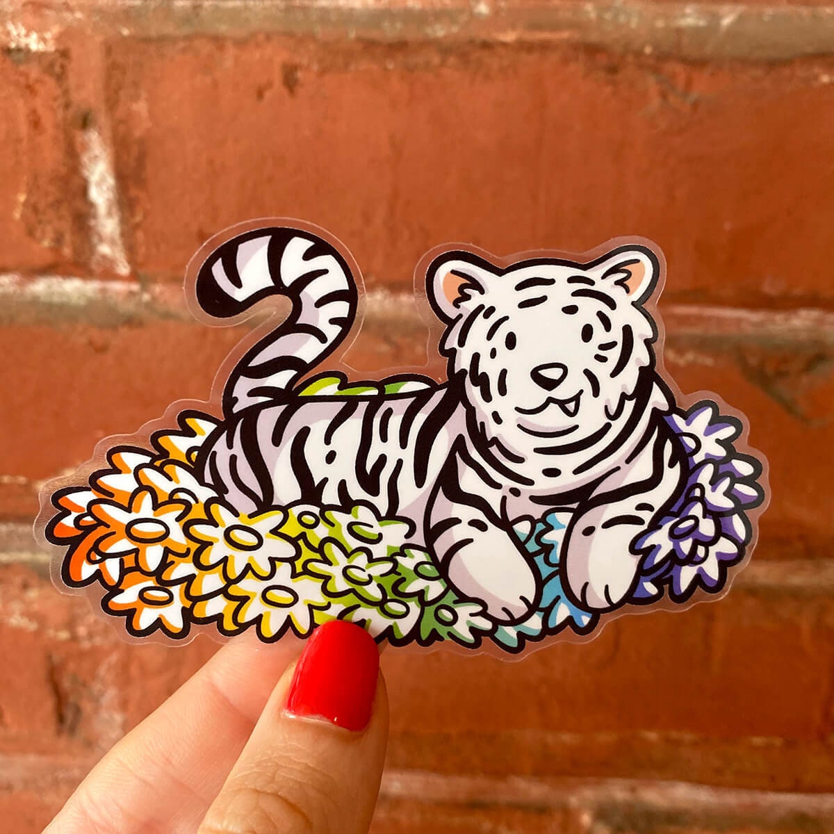 Rainbow Tiger Clear Sticker