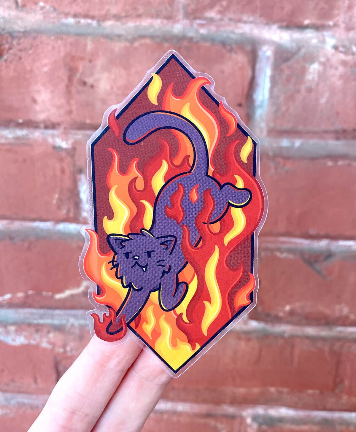 Fire Cat Clear Sticker