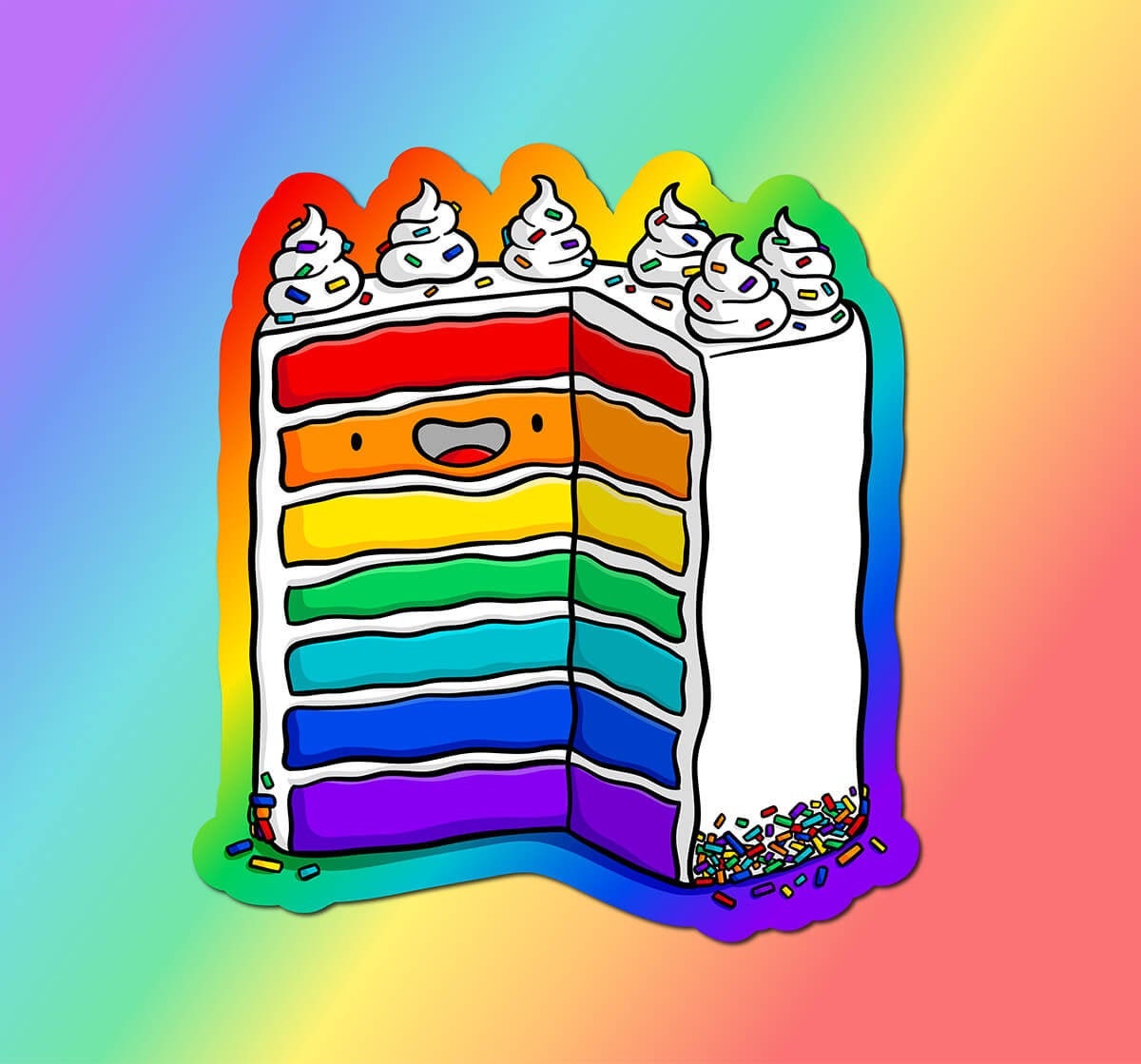 Rainbow Cake Sticker