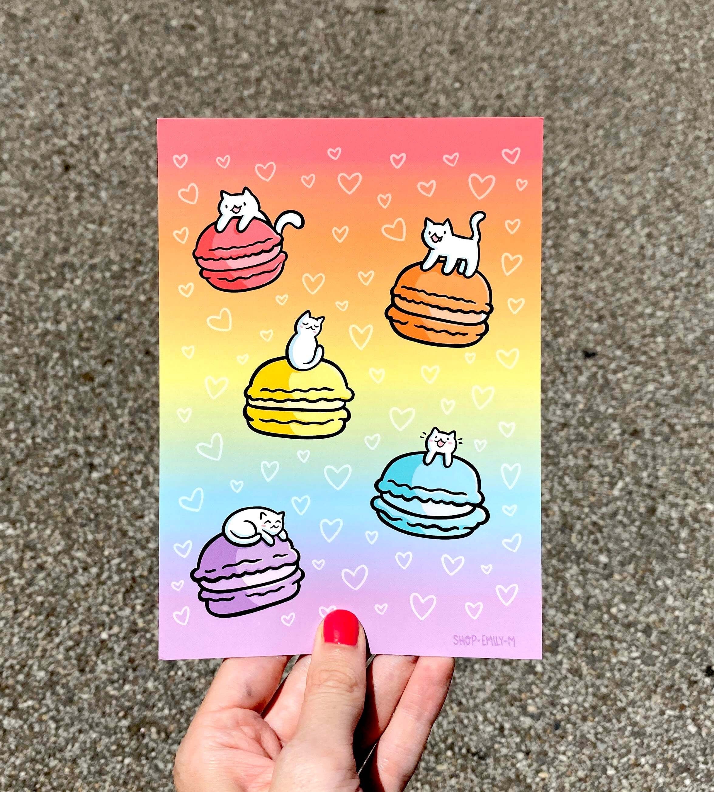 Rainbow Macaroon Kitties Print