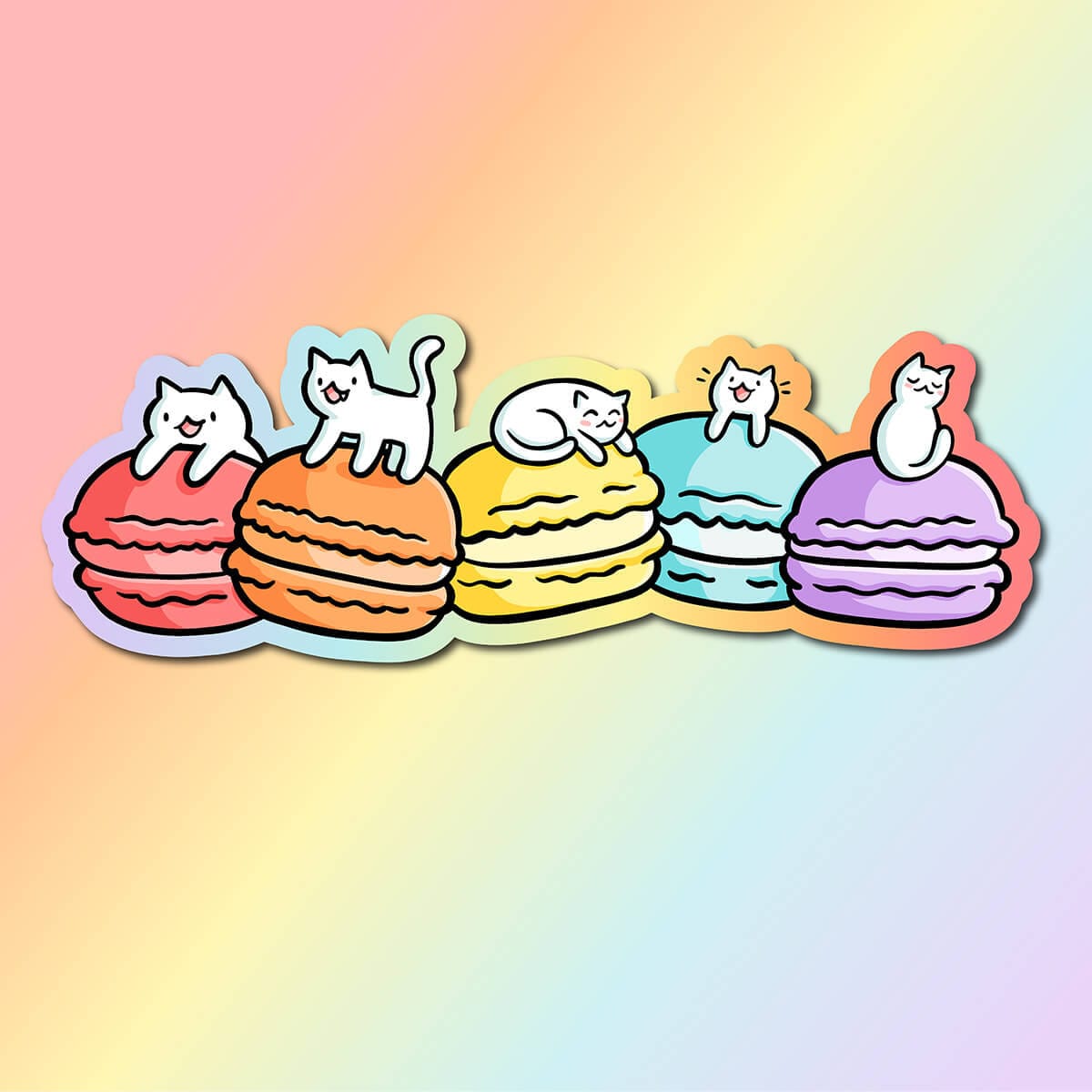Rainbow Macaroon Cats Sticker