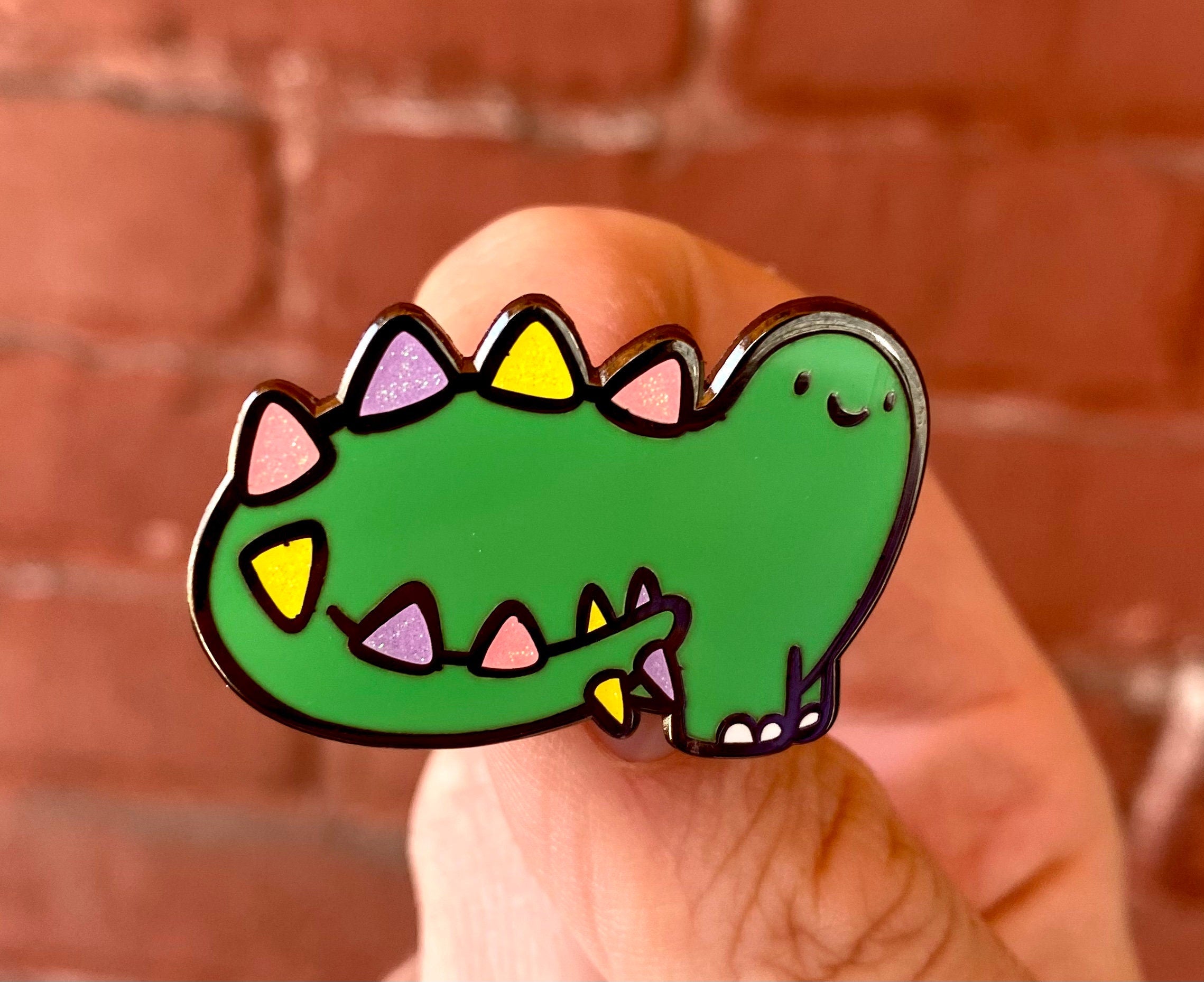 Stegosaurus Glitter Enamel PIn