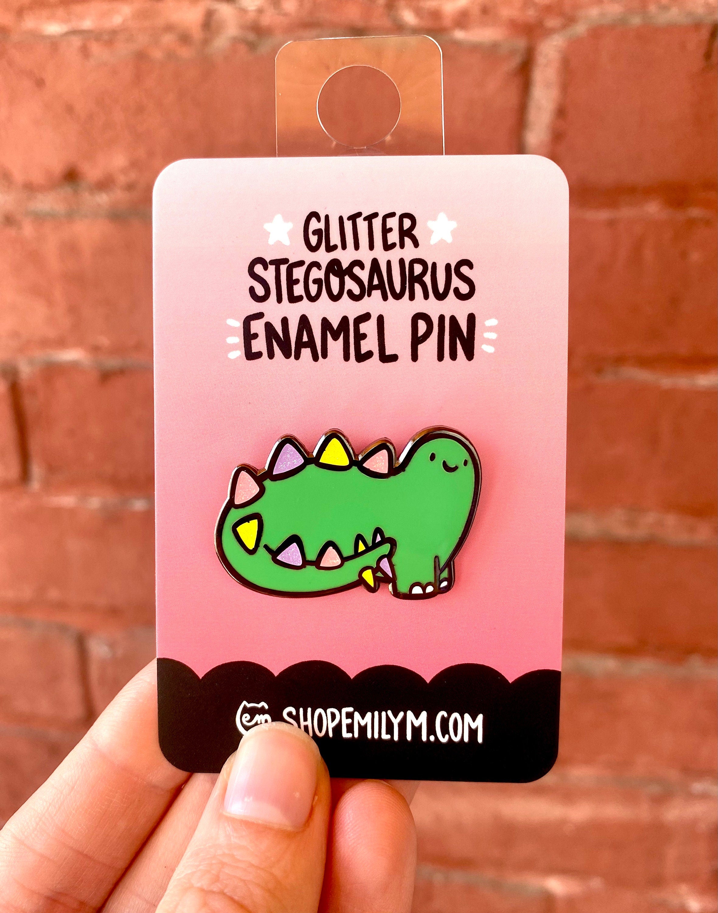 Stegosaurus Glitter Enamel PIn