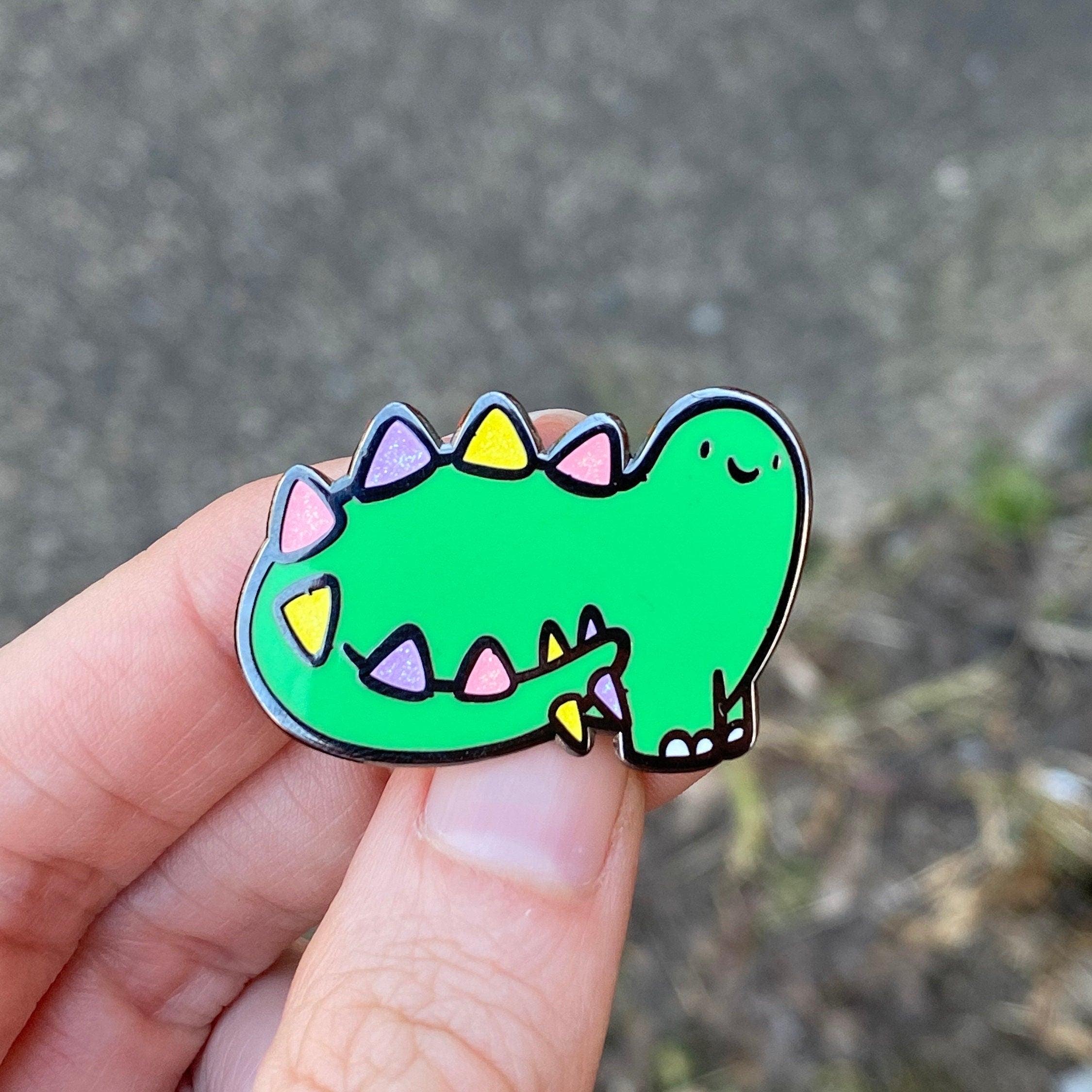 Stegosaurus Glitter Enamel PIn