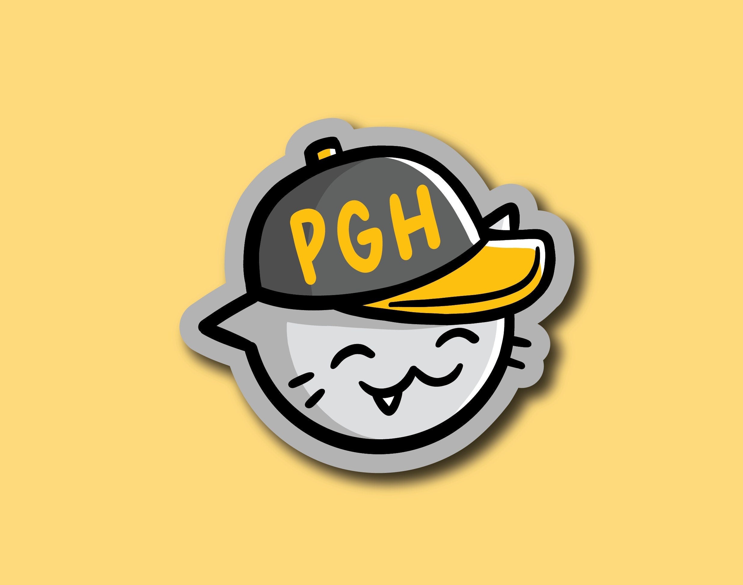 Pittsburgh Baseball Hat Cat Sticker