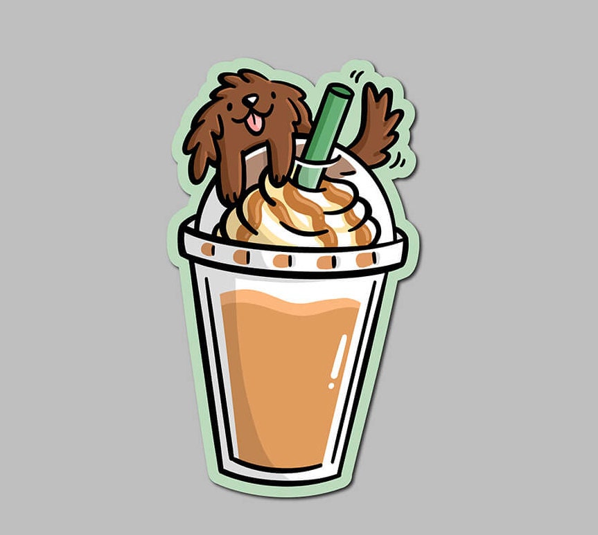 Iced Coffee Dog Sticker