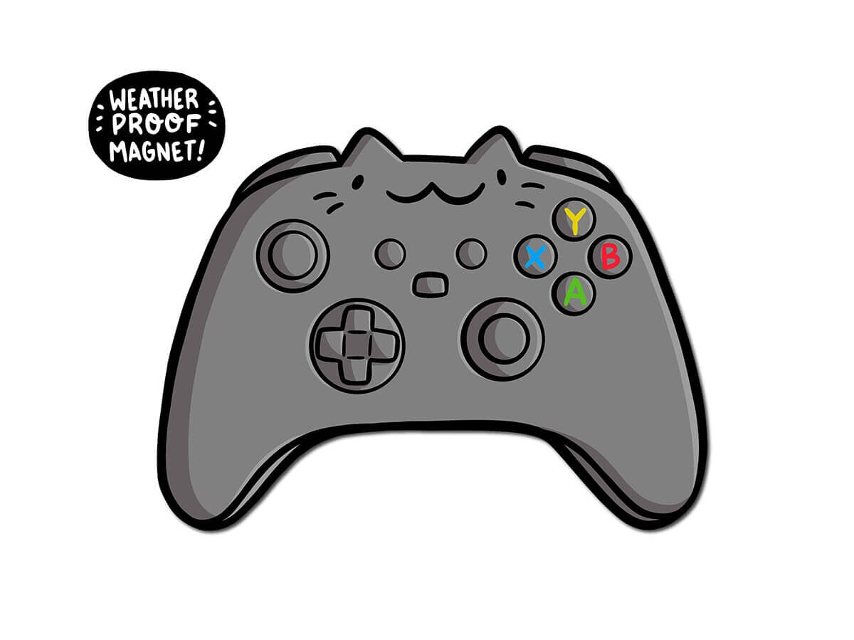 Video Game Controller Cat Magnet (Dark Gray)