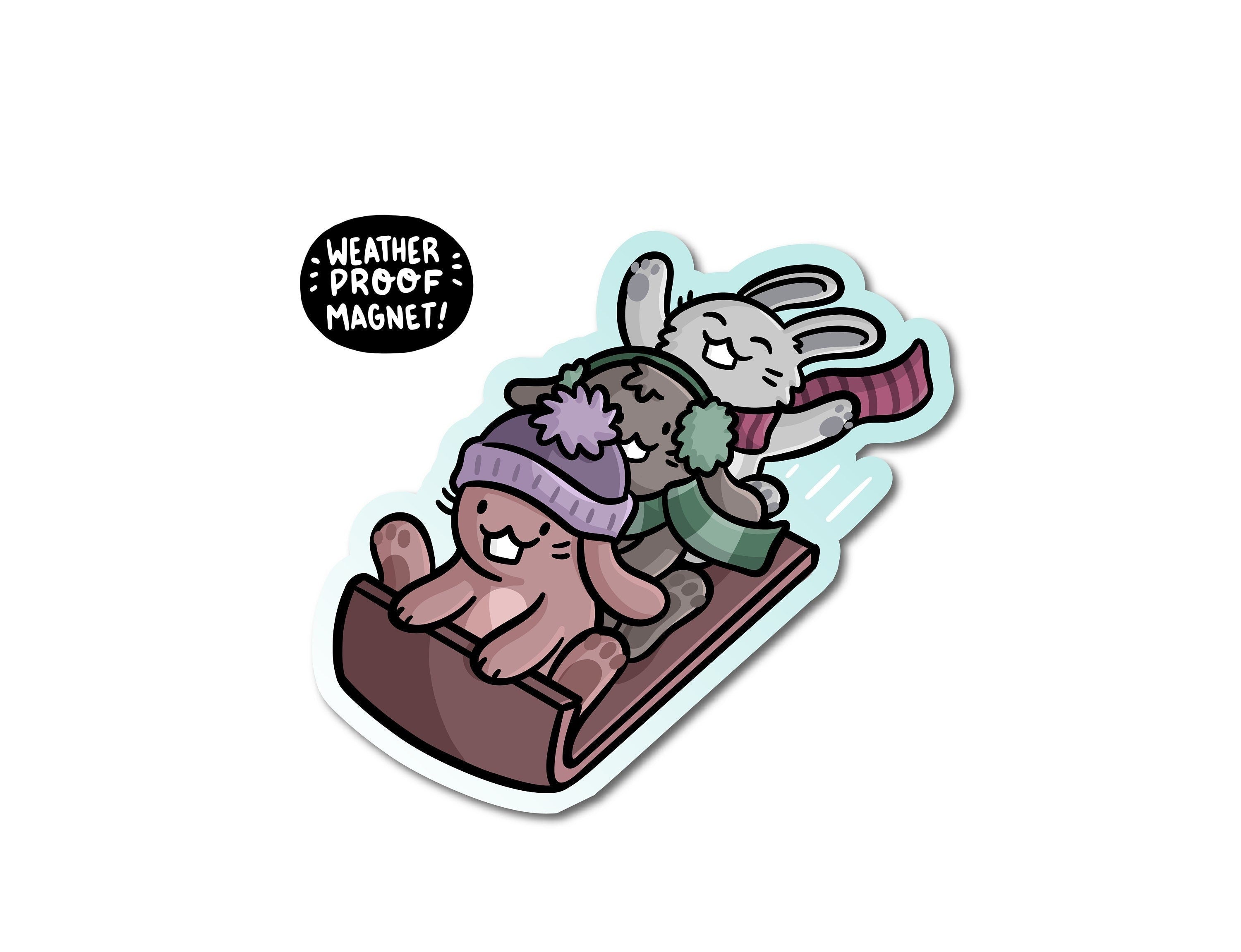 Sled Riding Bunnies Magnet