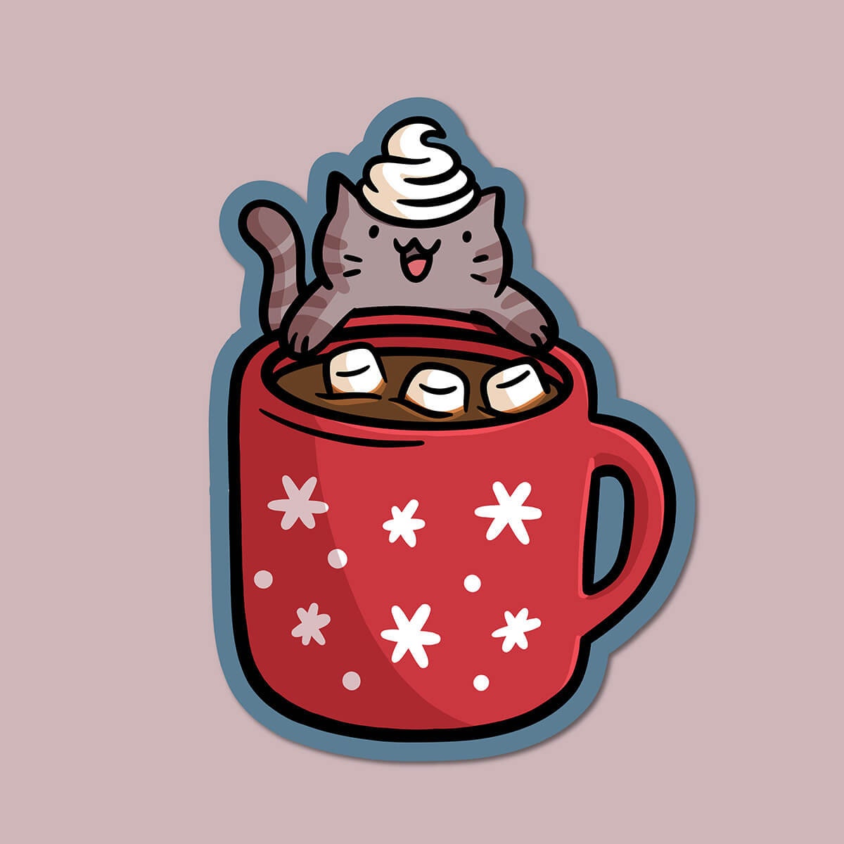 Hot Chocolate Cat Sticker
