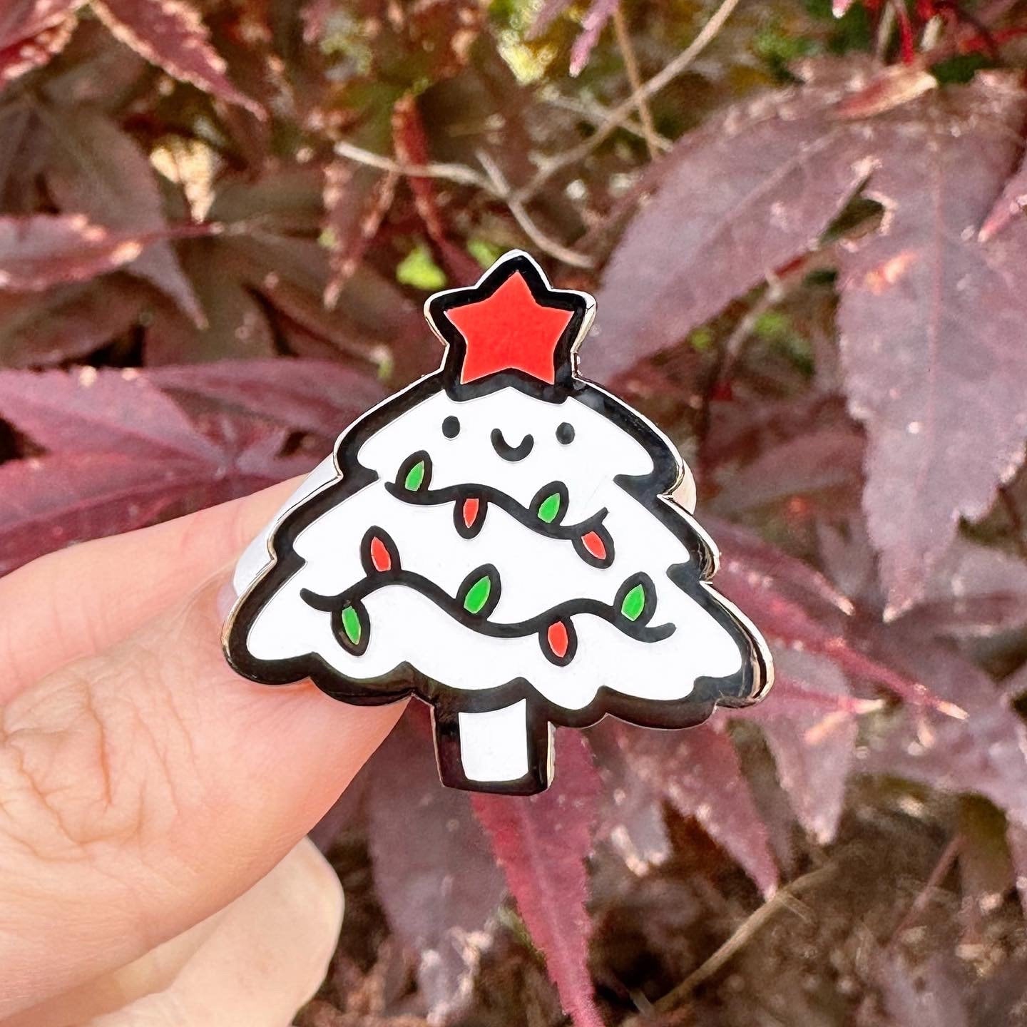 White Christmas Tree Enamel Pin
