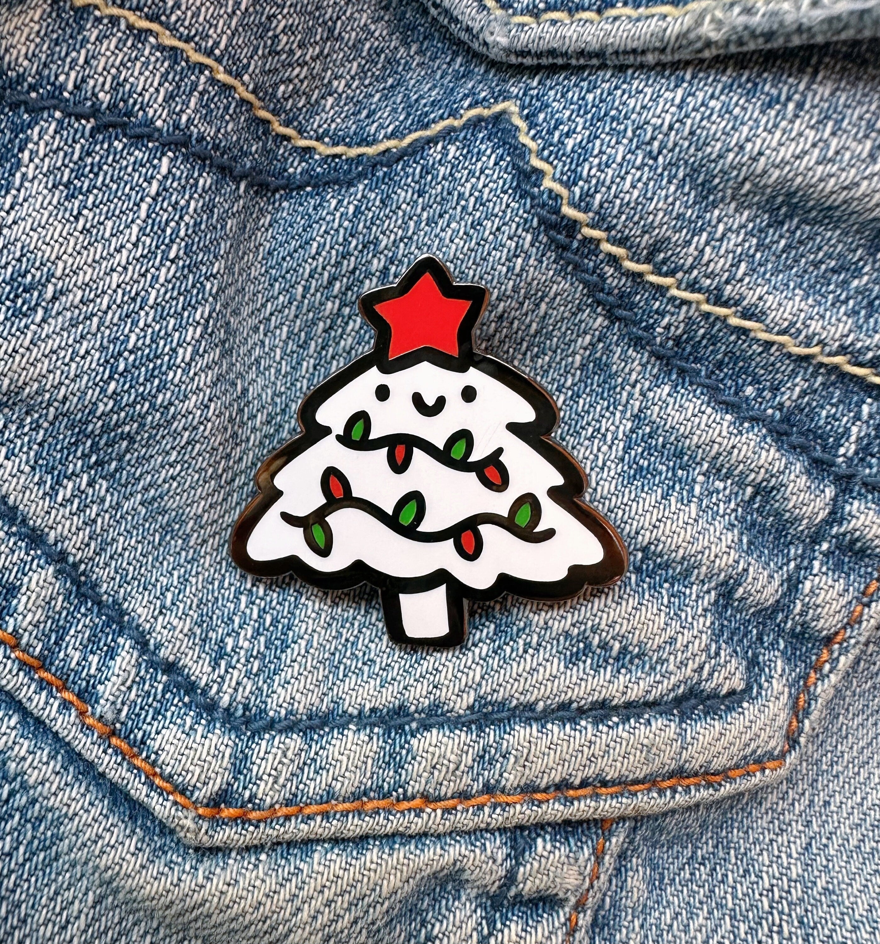 White Christmas Tree Enamel Pin