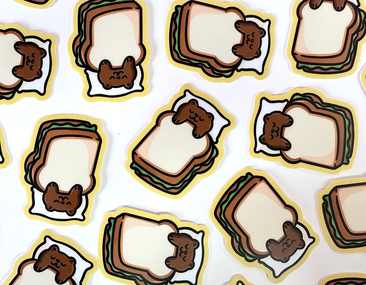 Sleepy Sandwich Bear Mini Sticker