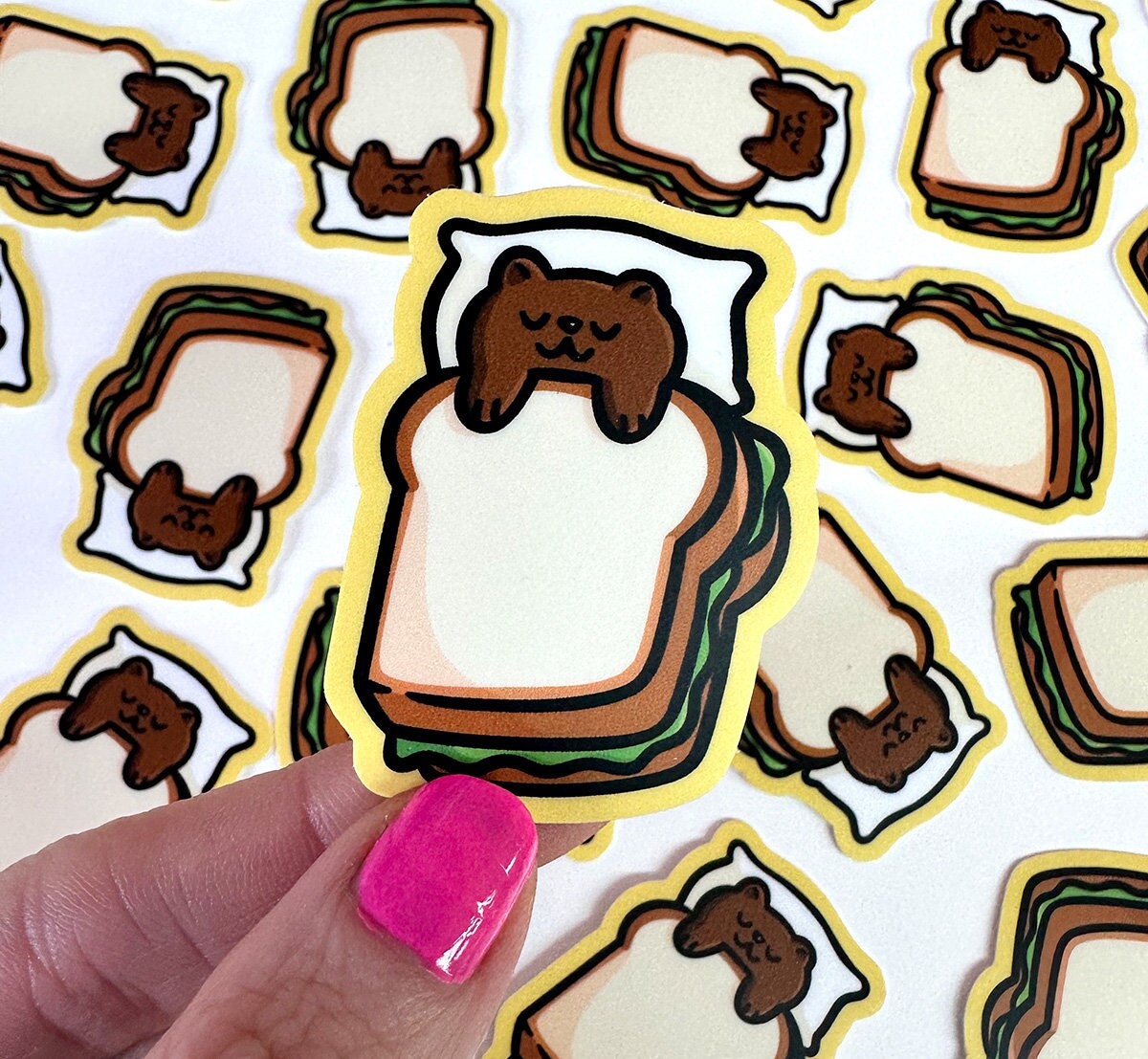 Sleepy Sandwich Bear Mini Sticker