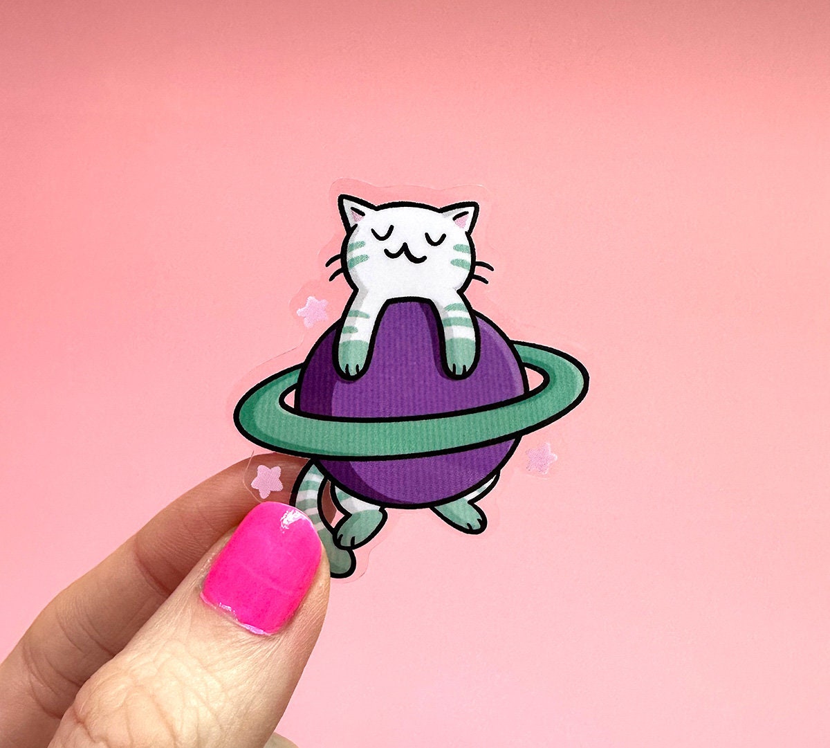 Saturn Cat Clear Mini Sticker