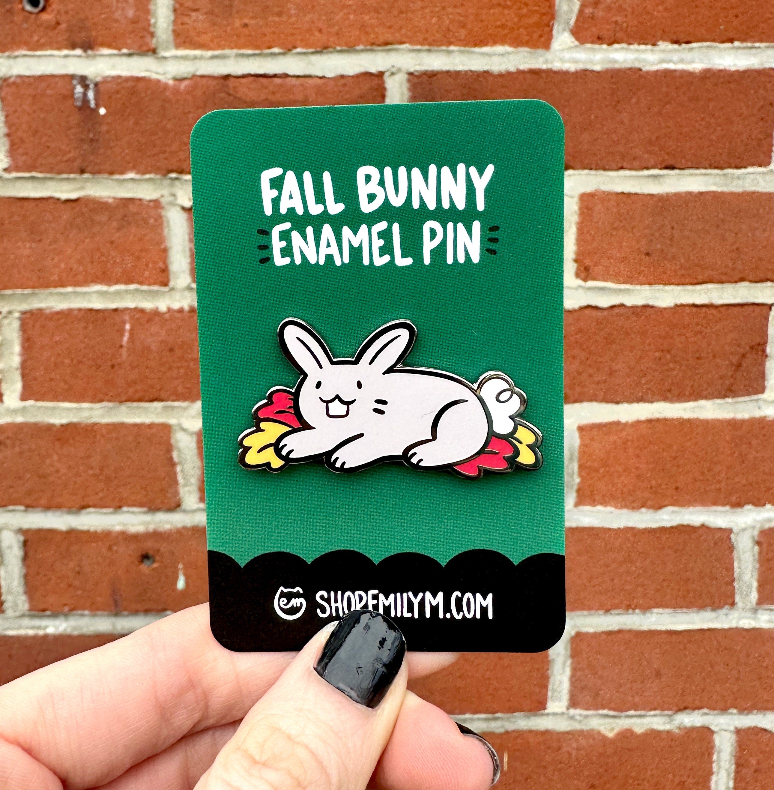 Fall Leaves Bunny Enamel Pin