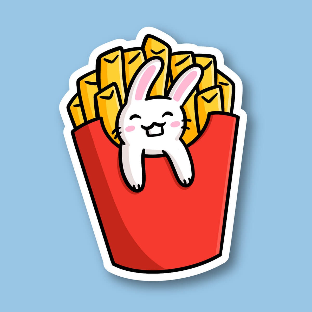 French Fries Bunny Sticker