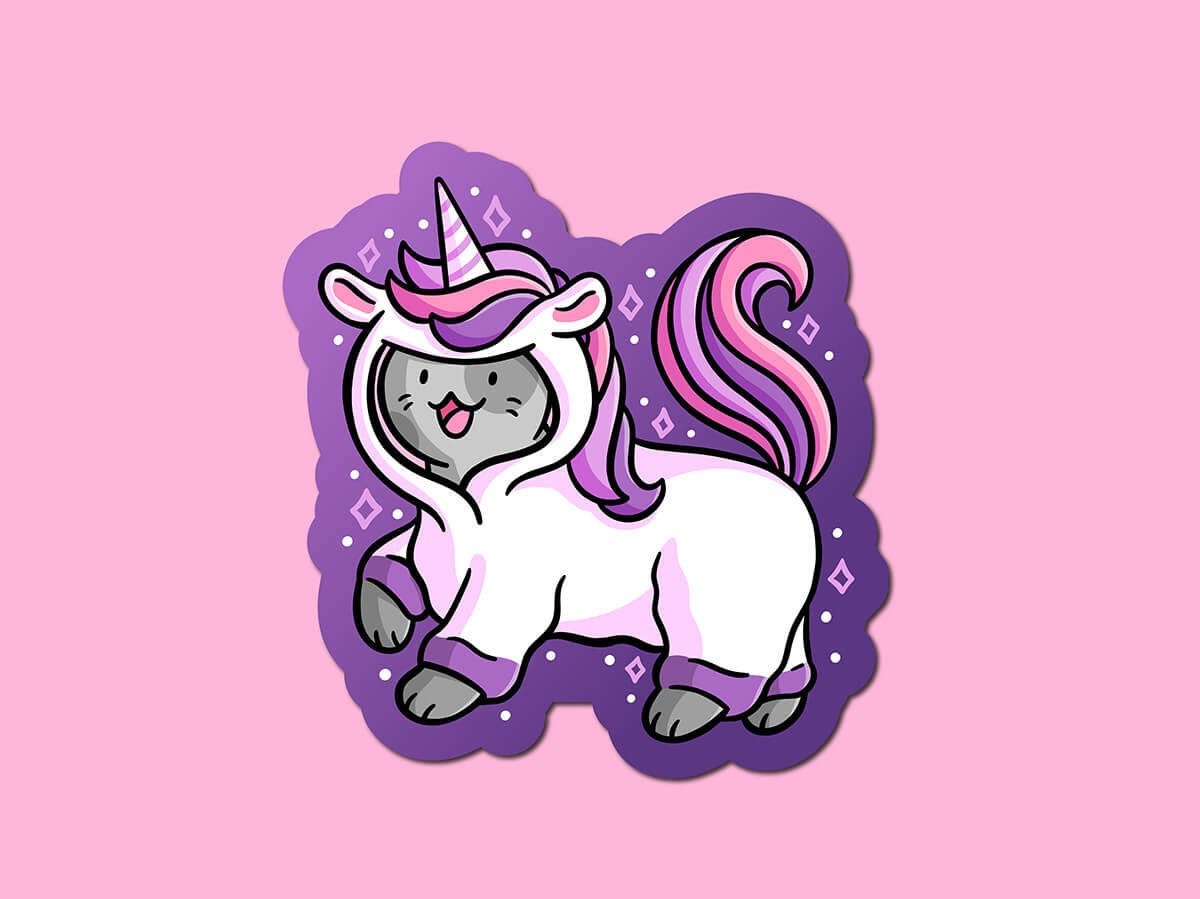 Unicorn Costume Cat Sticker