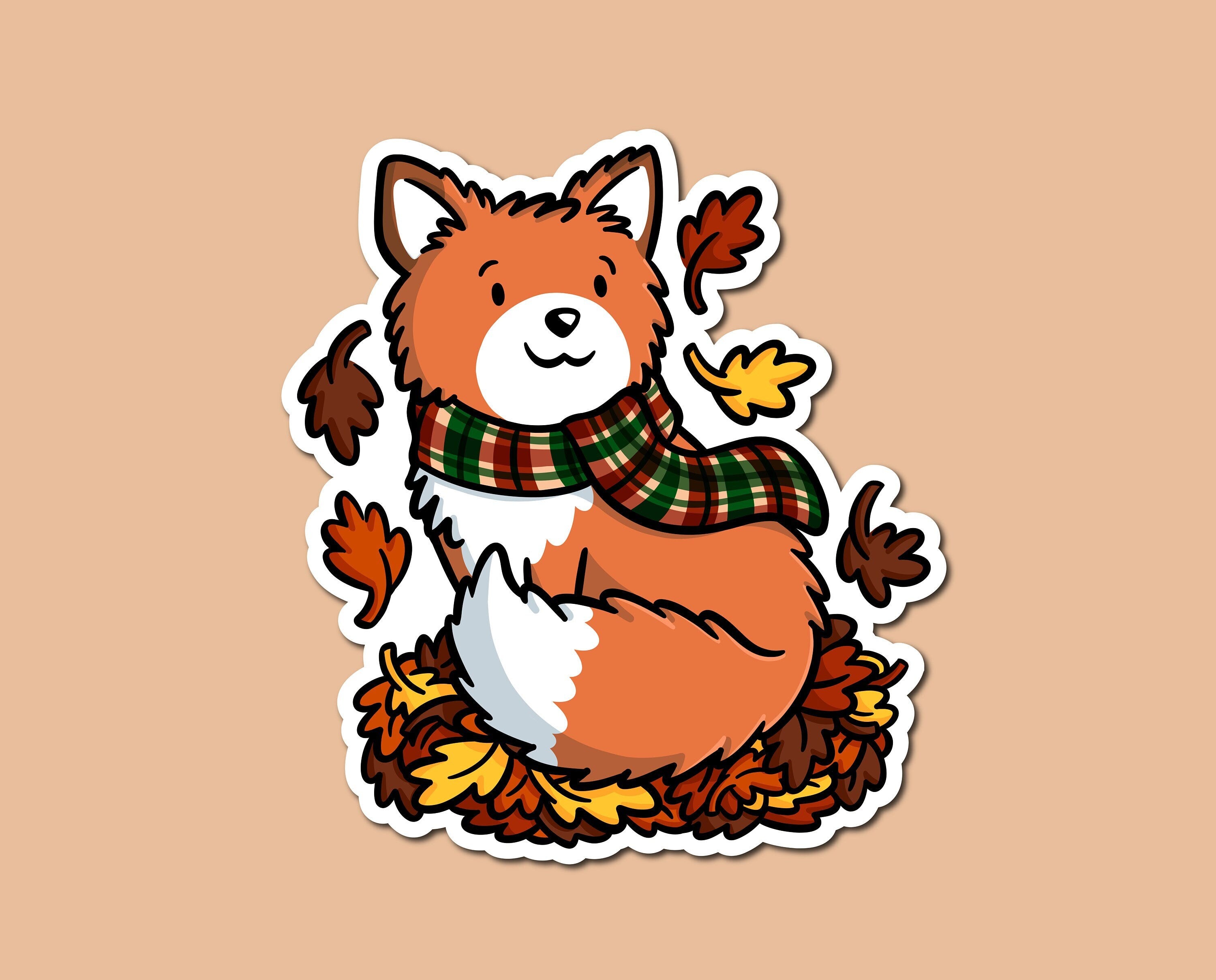 Fall Leaves Fox Sticker