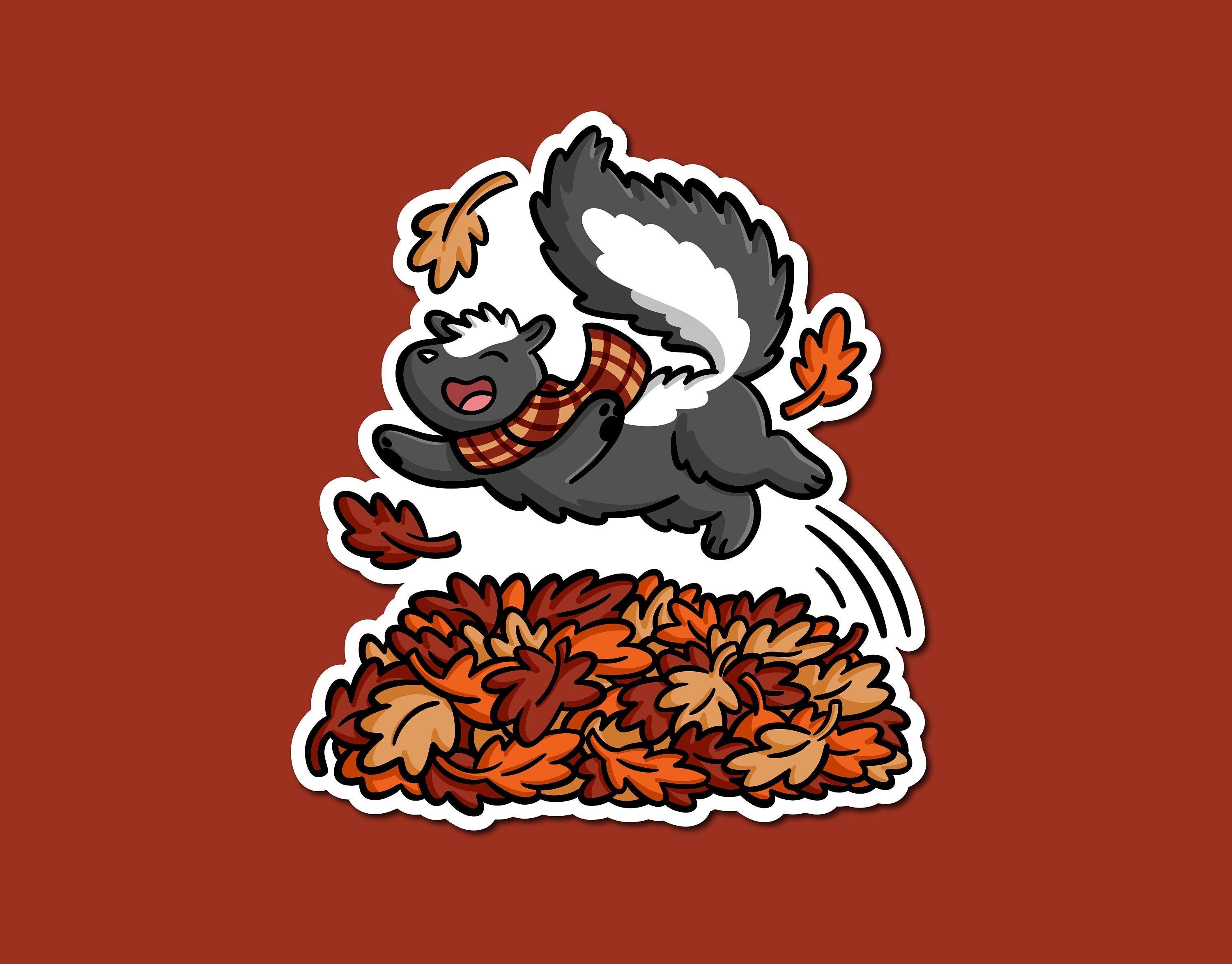 Fall Leaves Skunk Sticker