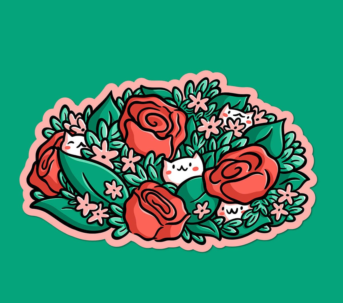 Rose Cats Sticker