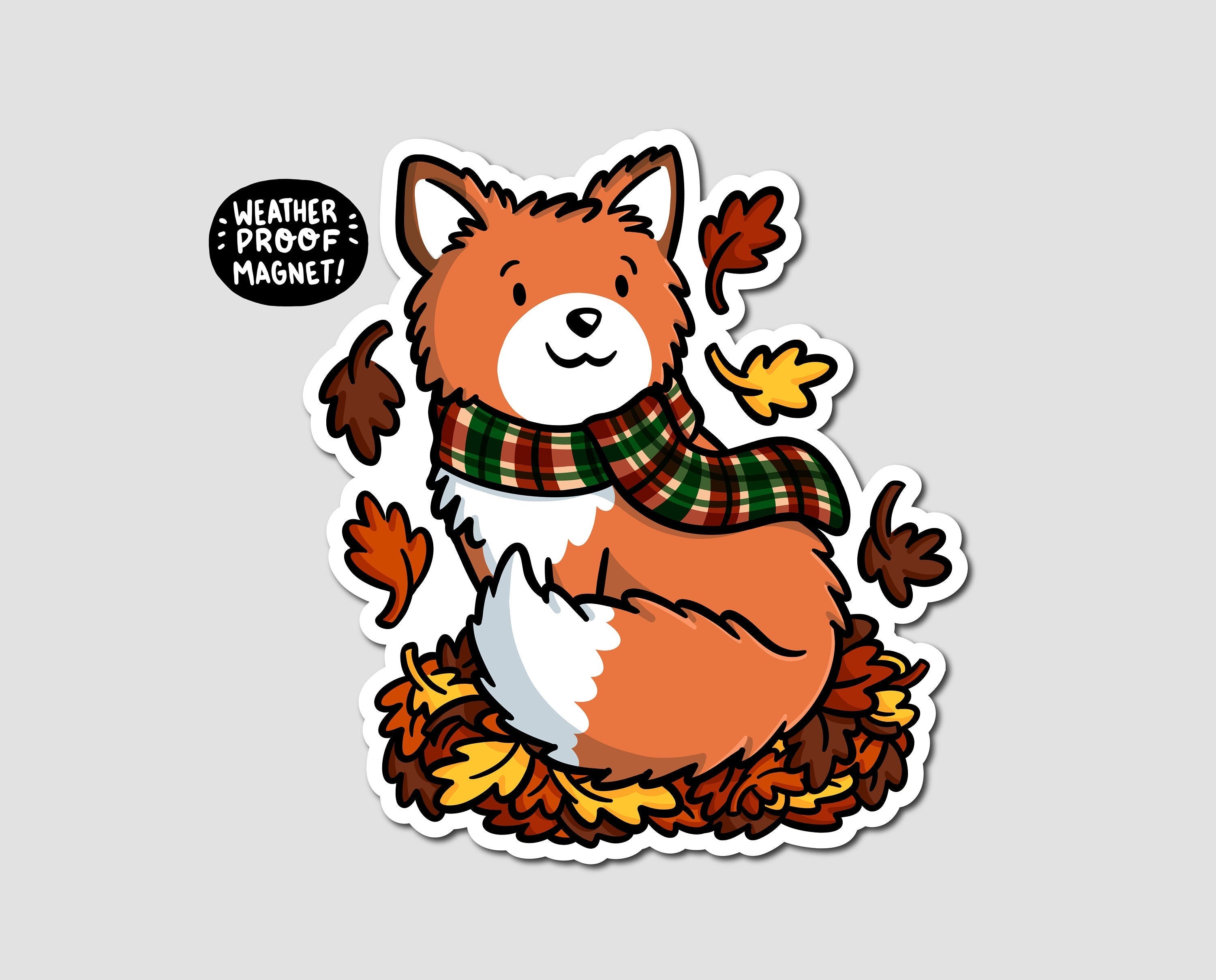 Fall Leaves Fox Magnet