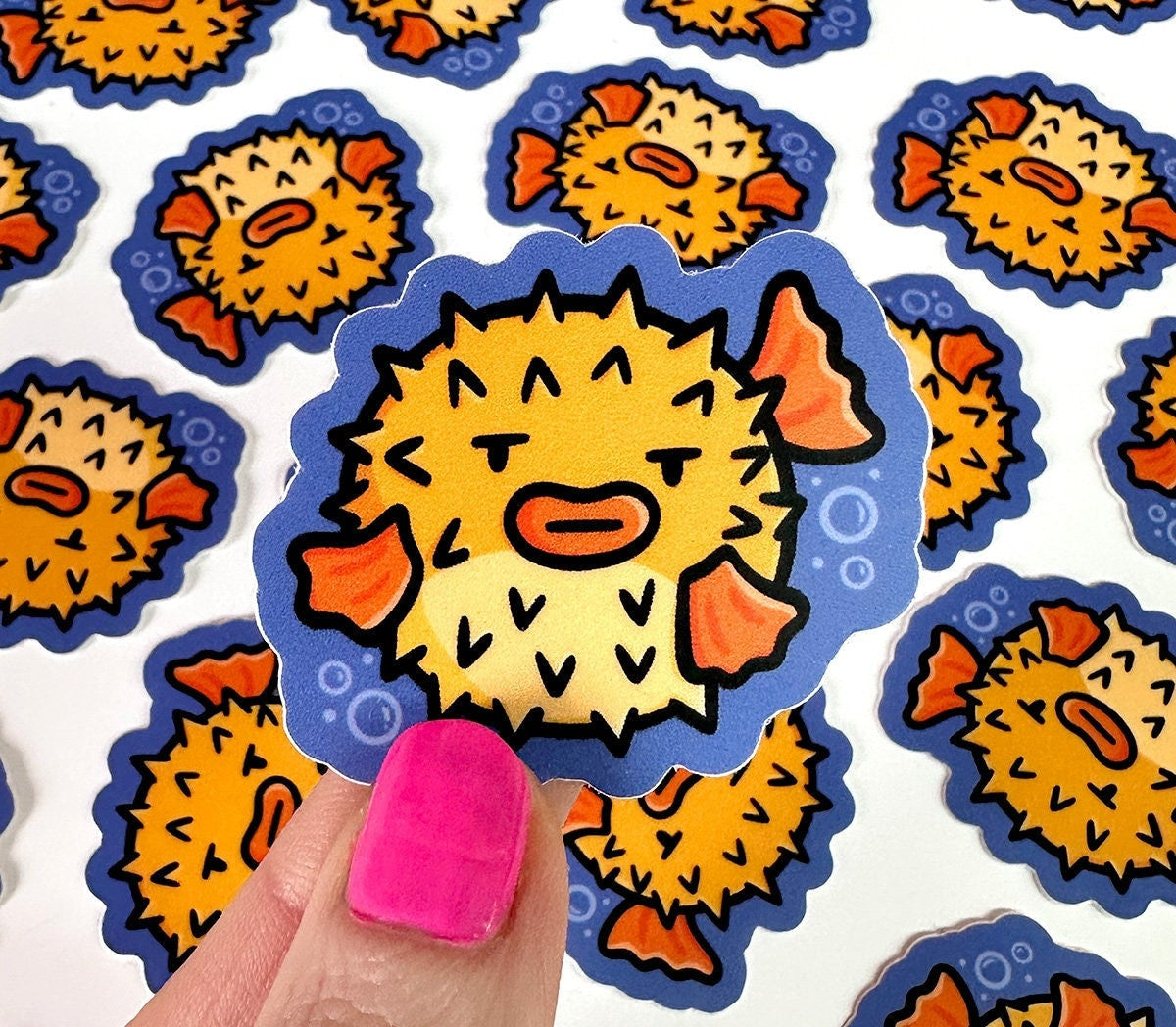 Grumpy Pufferfish Mini Sticker