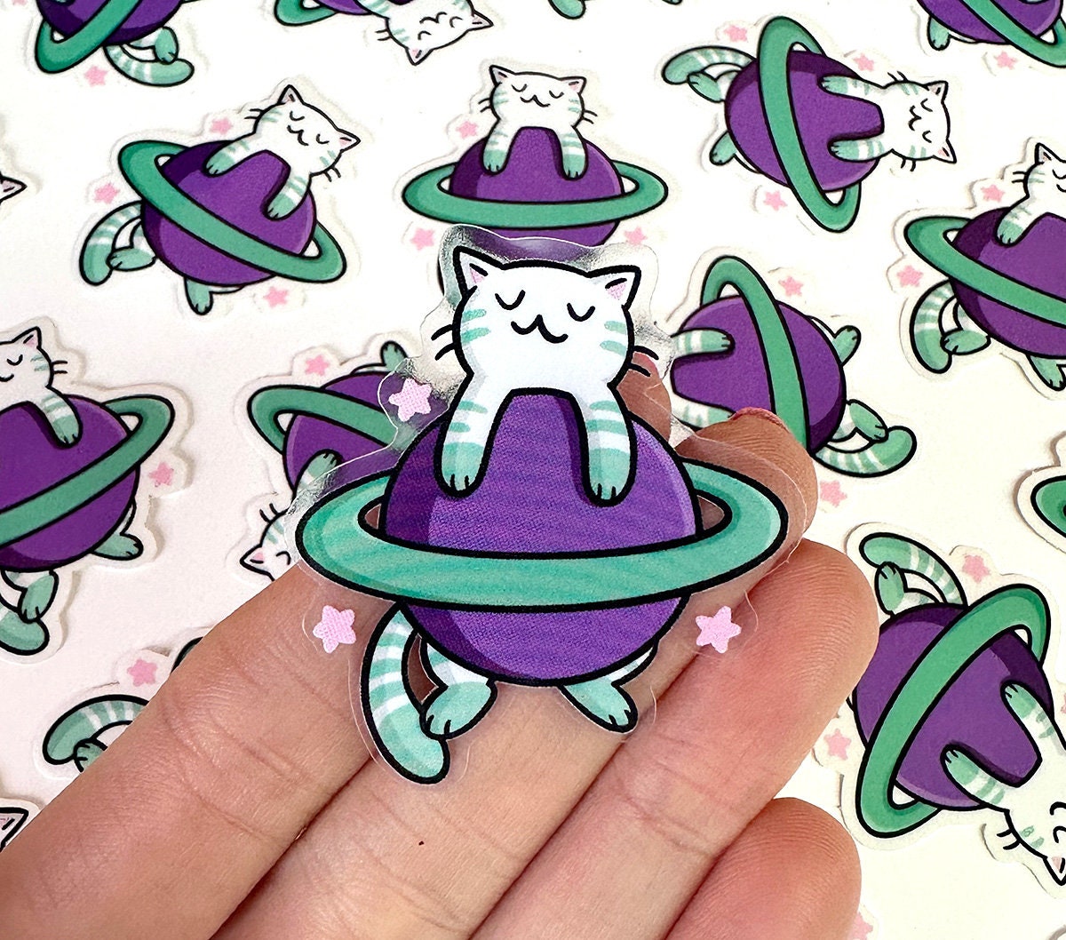 Saturn Cat Clear Mini Sticker