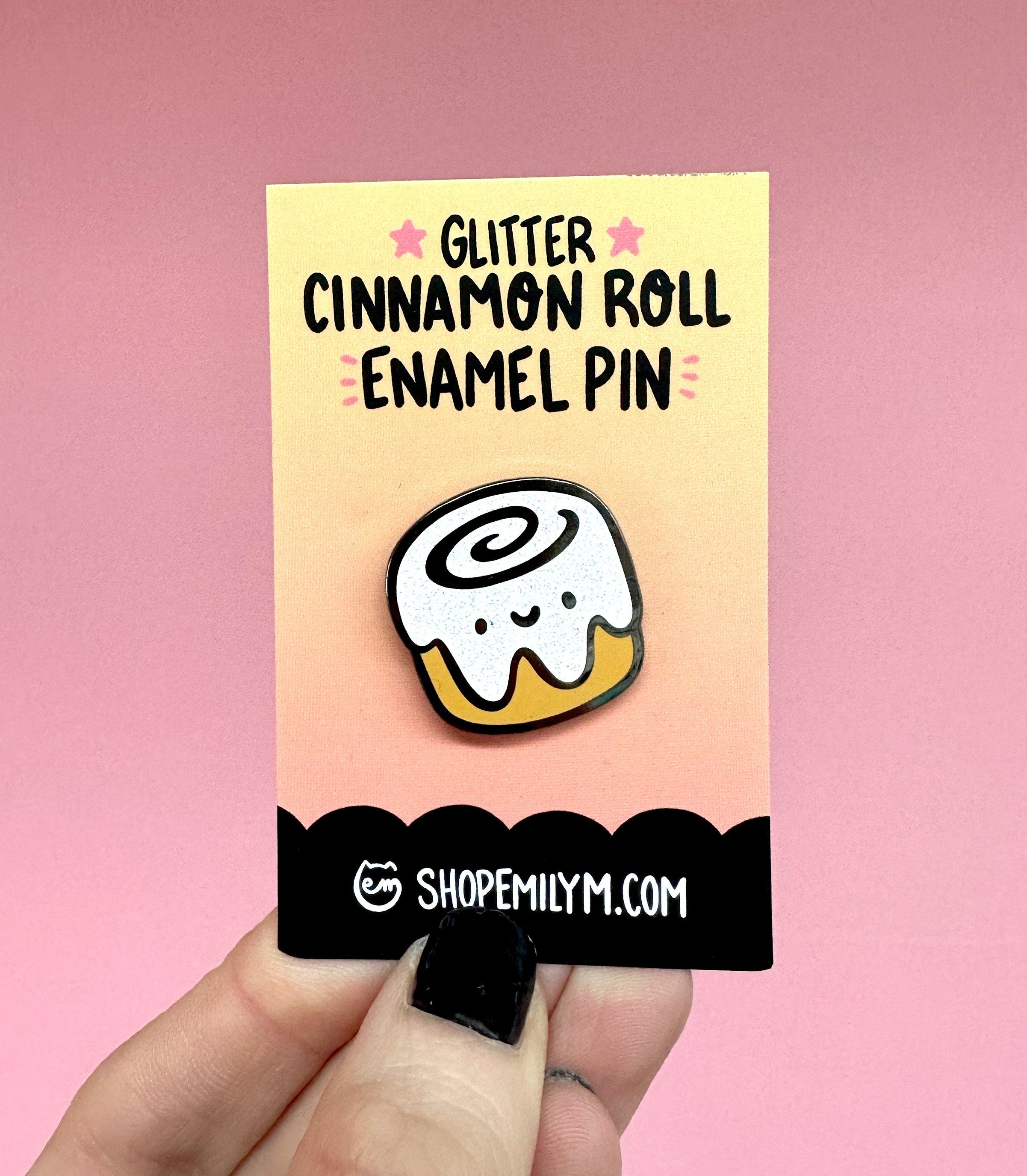 Cinnamon Roll Glitter Enamel Pin
