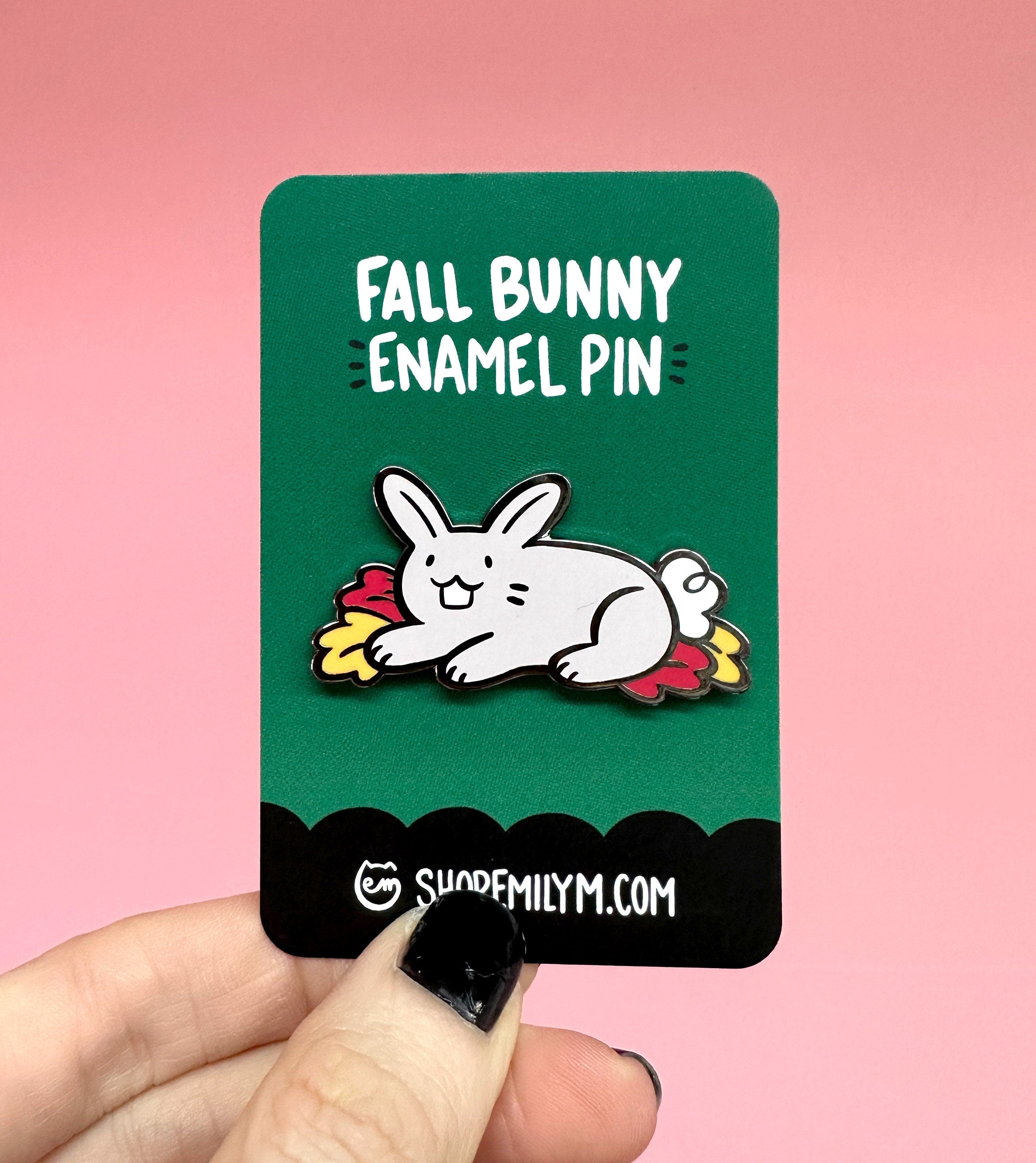 Fall Leaves Bunny Enamel Pin