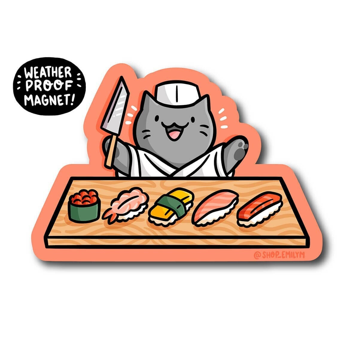 Sushi Chef Cat Magnet