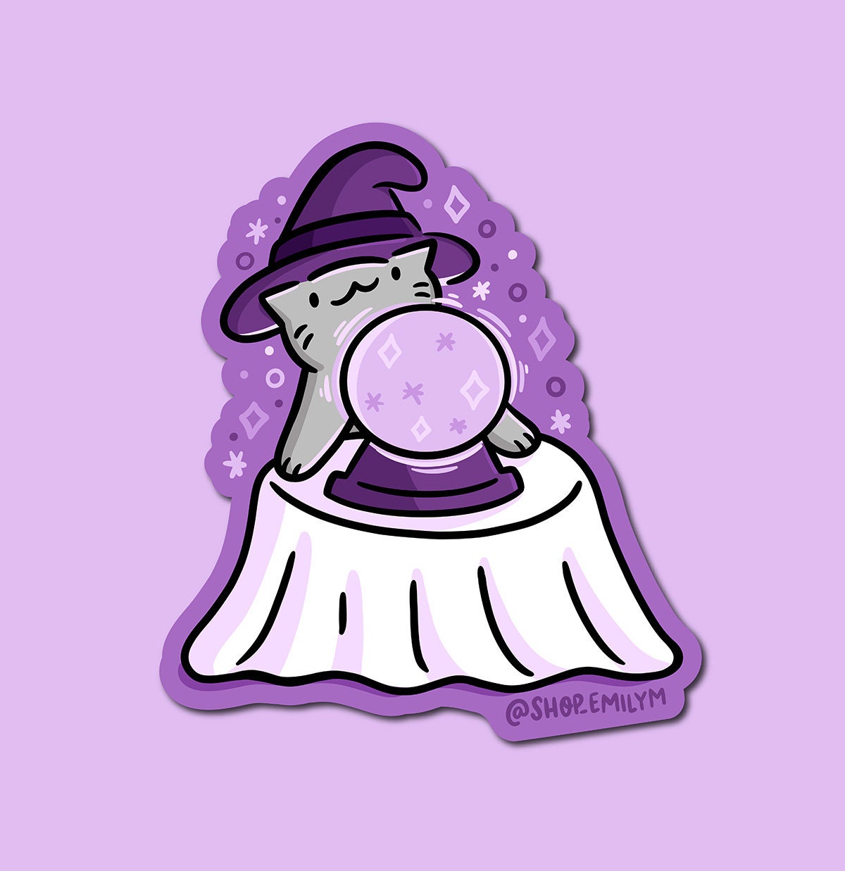 Crystal Ball Witch Cat Sticker