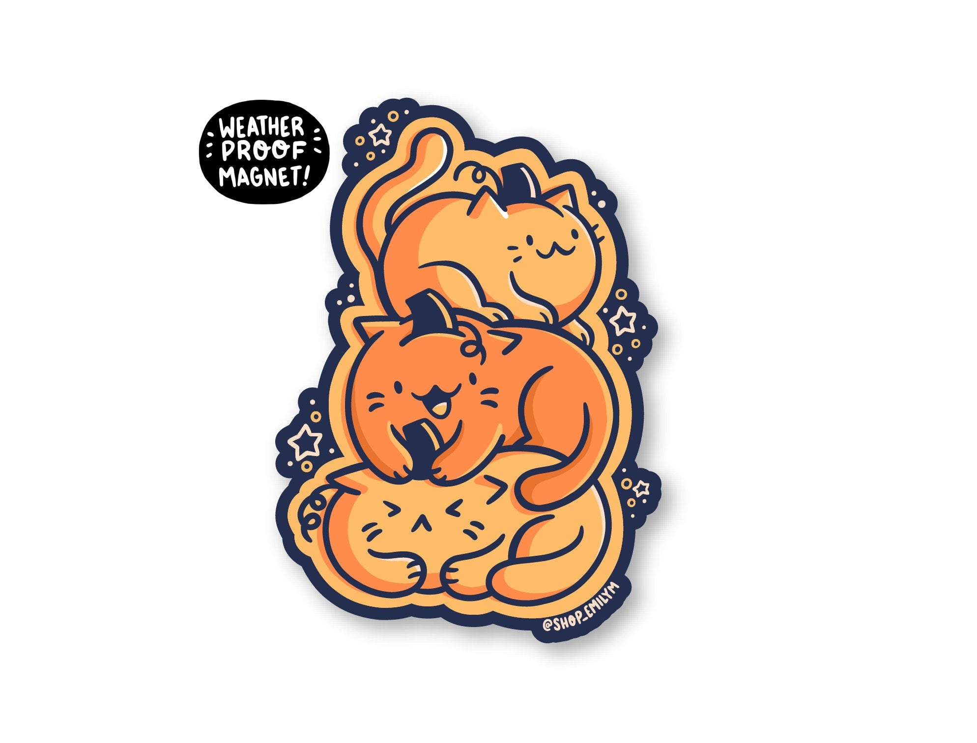 Stacked Pumpkin Cats Magnet