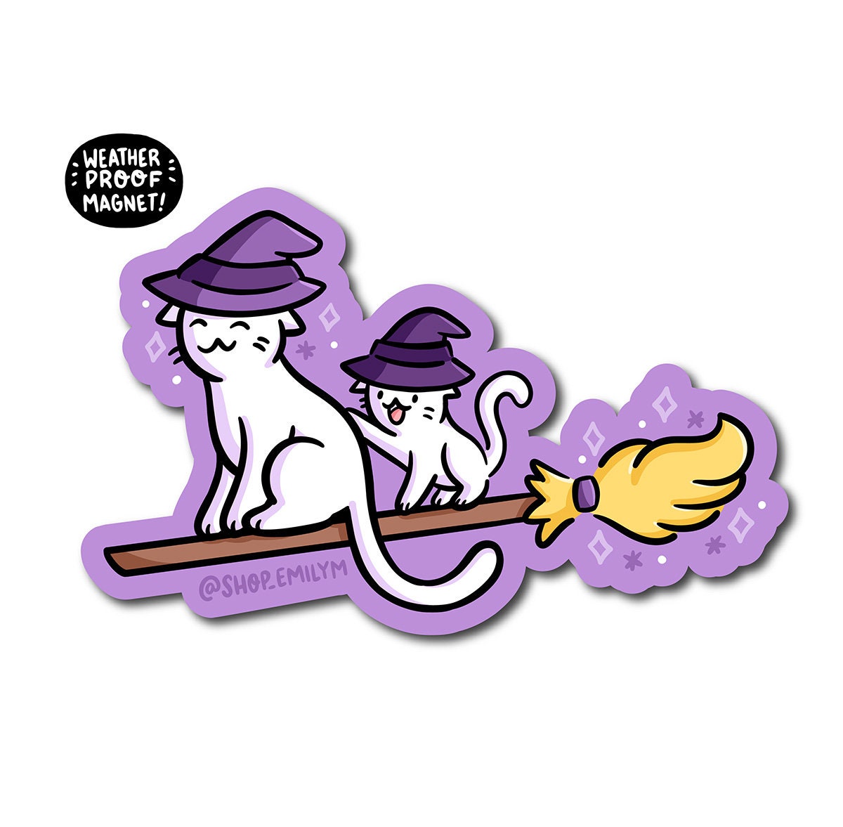 Broom Witch Cats Magnet