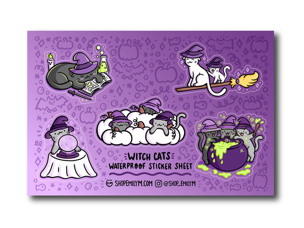 Witch Cats Sticker Sheet