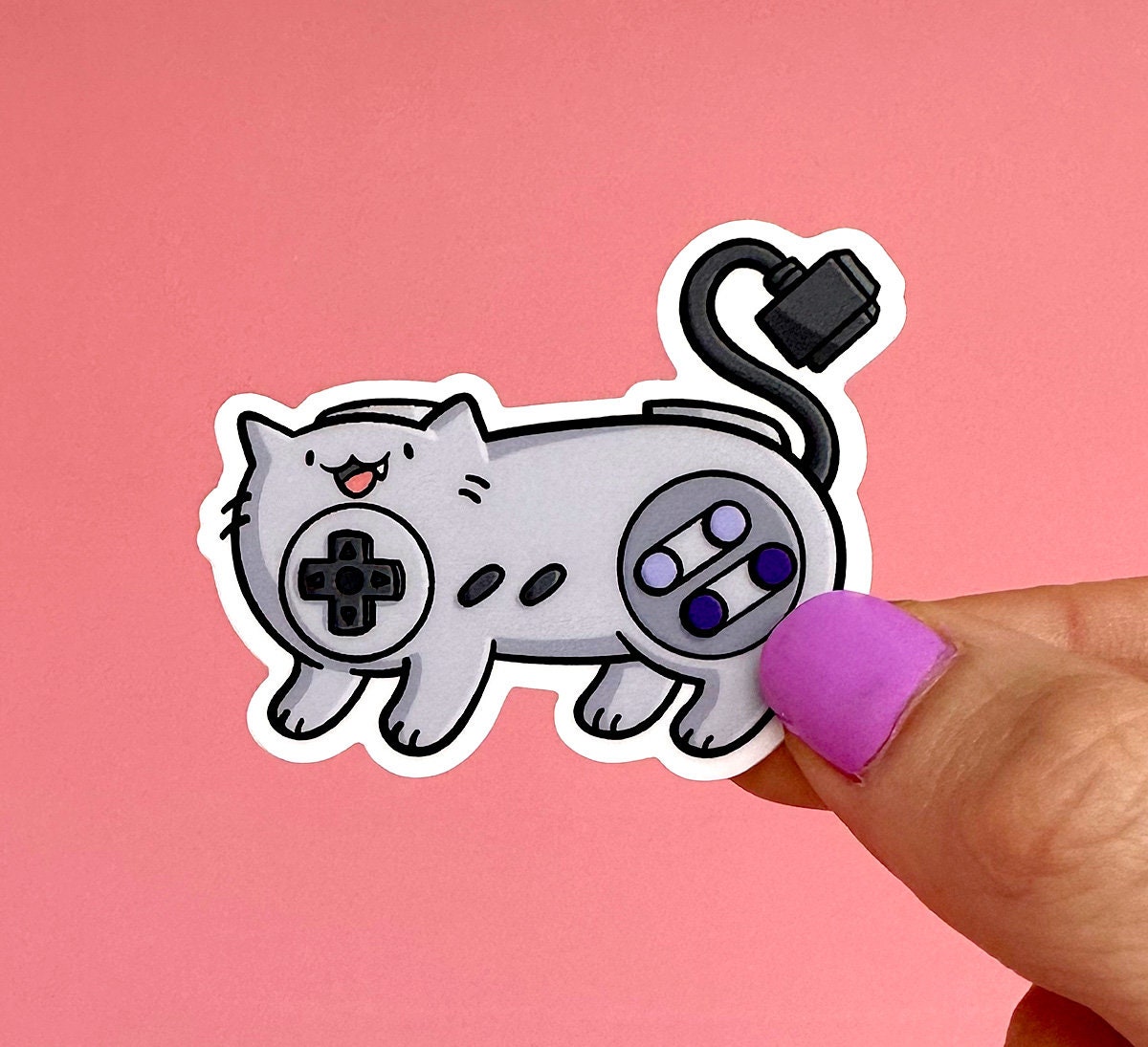 Super Video Game Controller Cat Mini Sticker