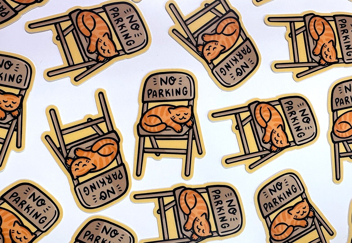 Parking Chair Cat Mini Sticker