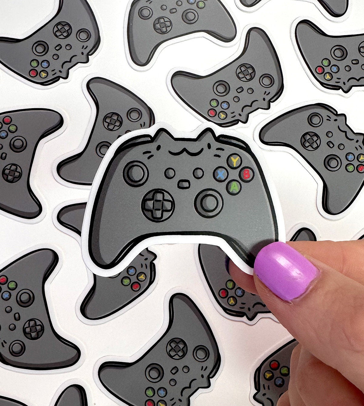 Video Game Controller Cat Mini Sticker (Dark Gray)