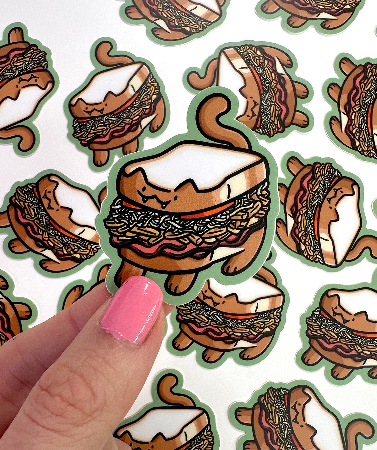 Pittsburgh Sandwich Cat Mini Sticker